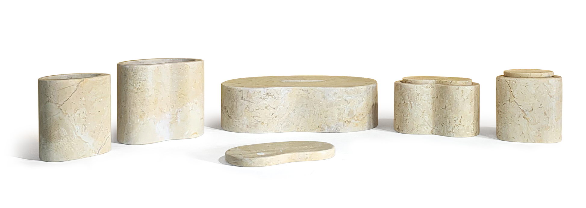 6-Piece Marble Bathroom Accessories Set - Gold Beige