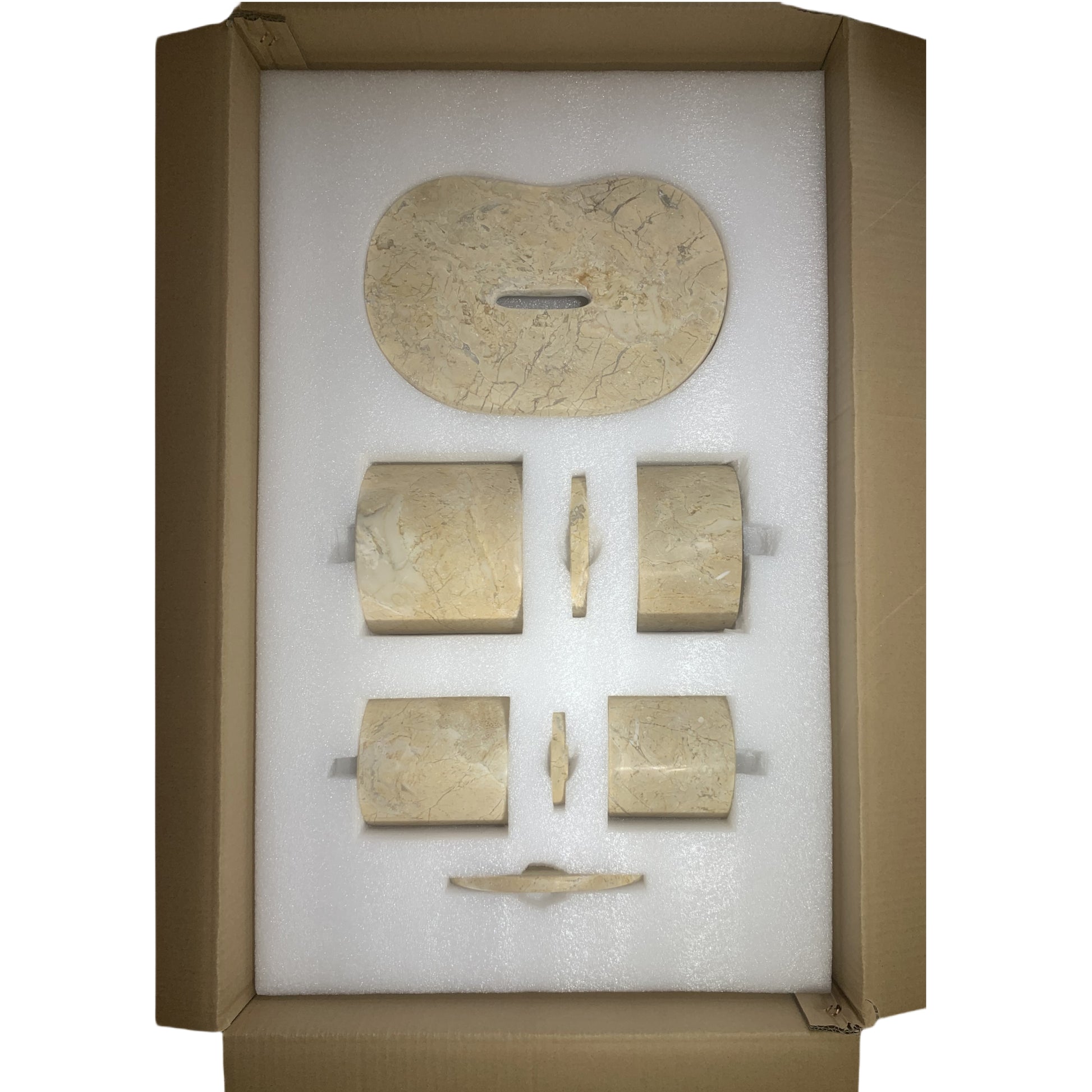 6-Piece Marble Bathroom Accessories Set - Gold Beige