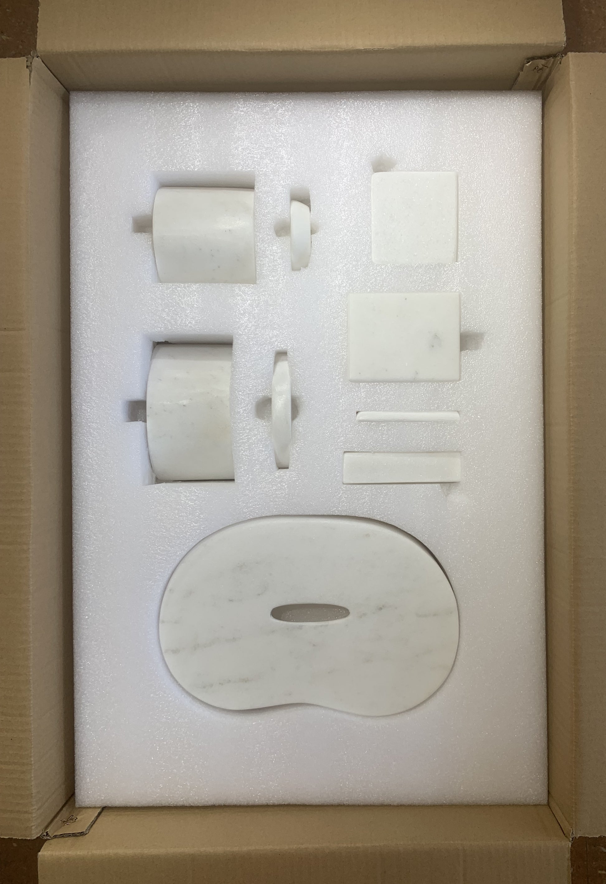 6-Piece Marble Bathroom Accessories Set - White