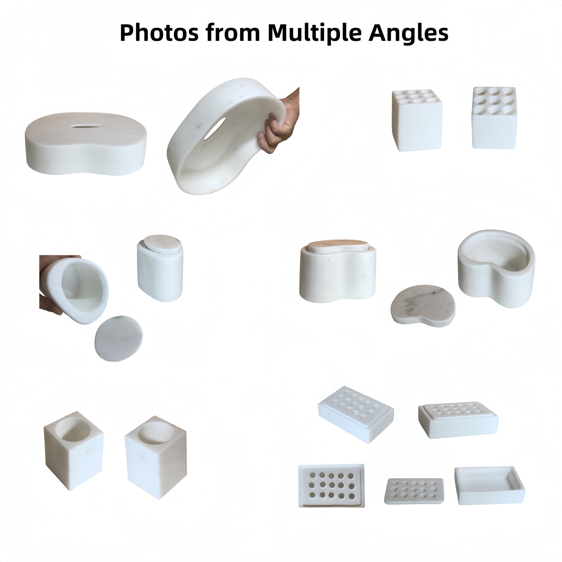 6-Piece Marble Bathroom Accessories Set - White