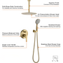 12" 5-Spray Dual Shower Head System with Brass Valve Included