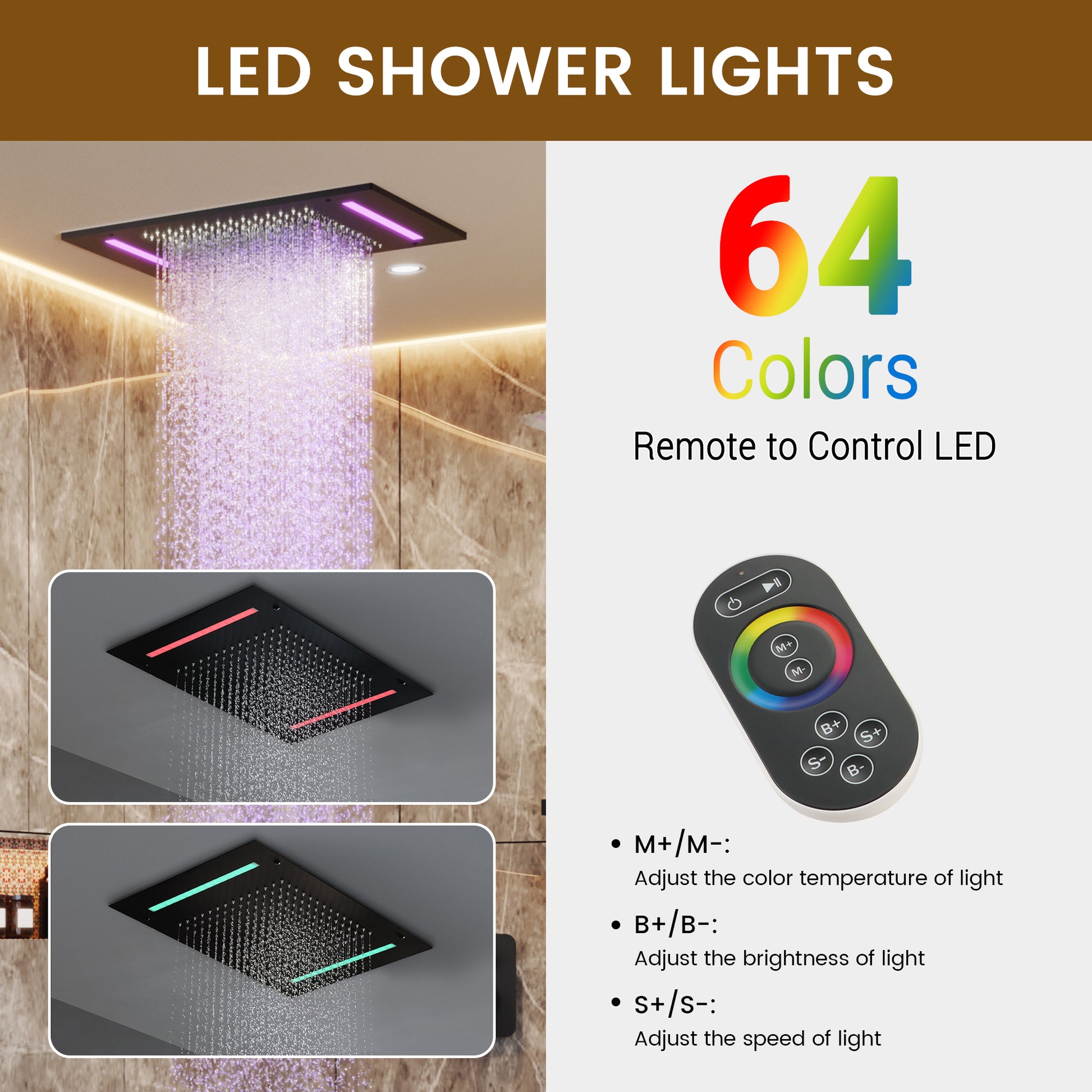 20*14 inch Ceiling-Mounted Luxury Shower System with LED Lights