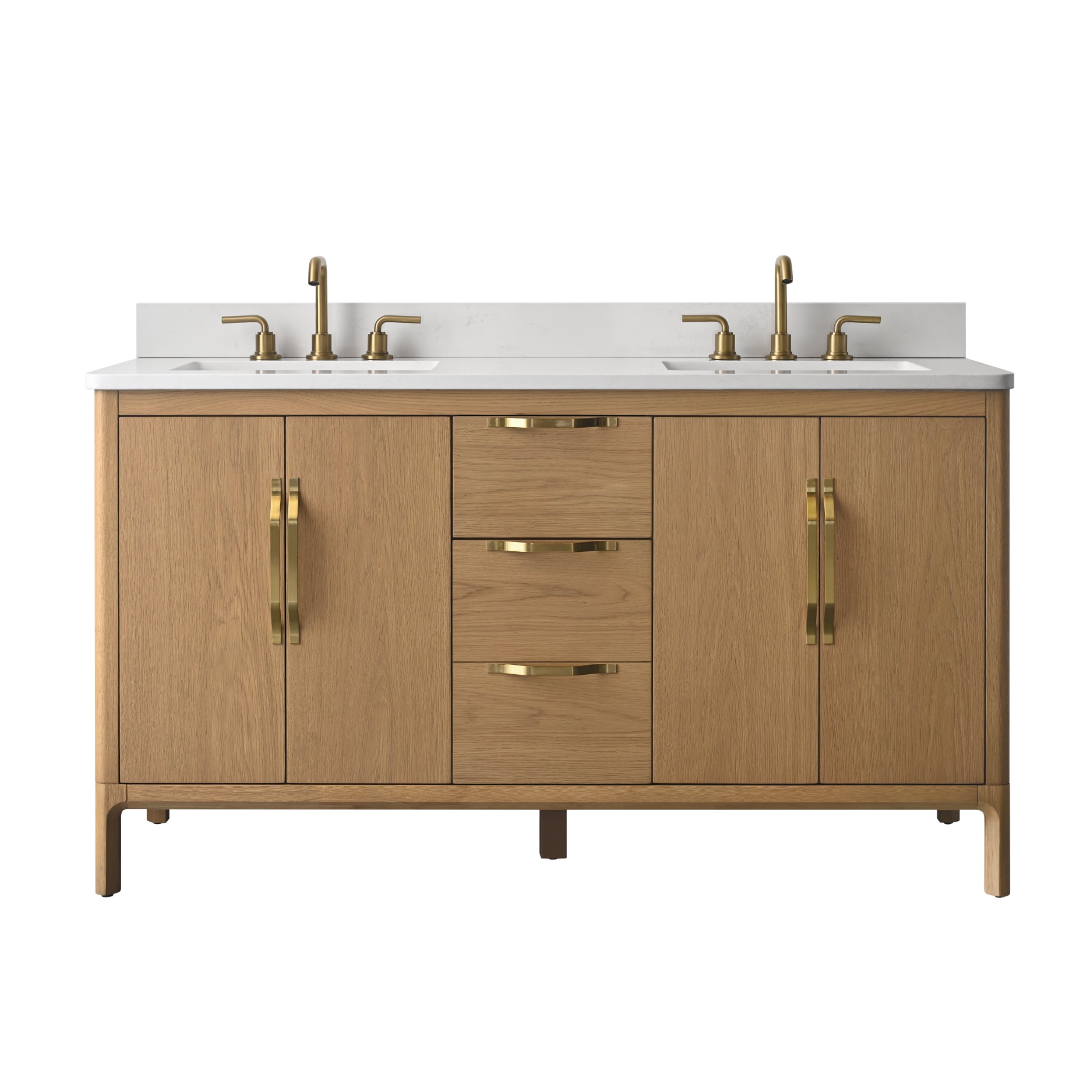 60-inch Bathroom Vanity with Carrara White Engineering Stone Top