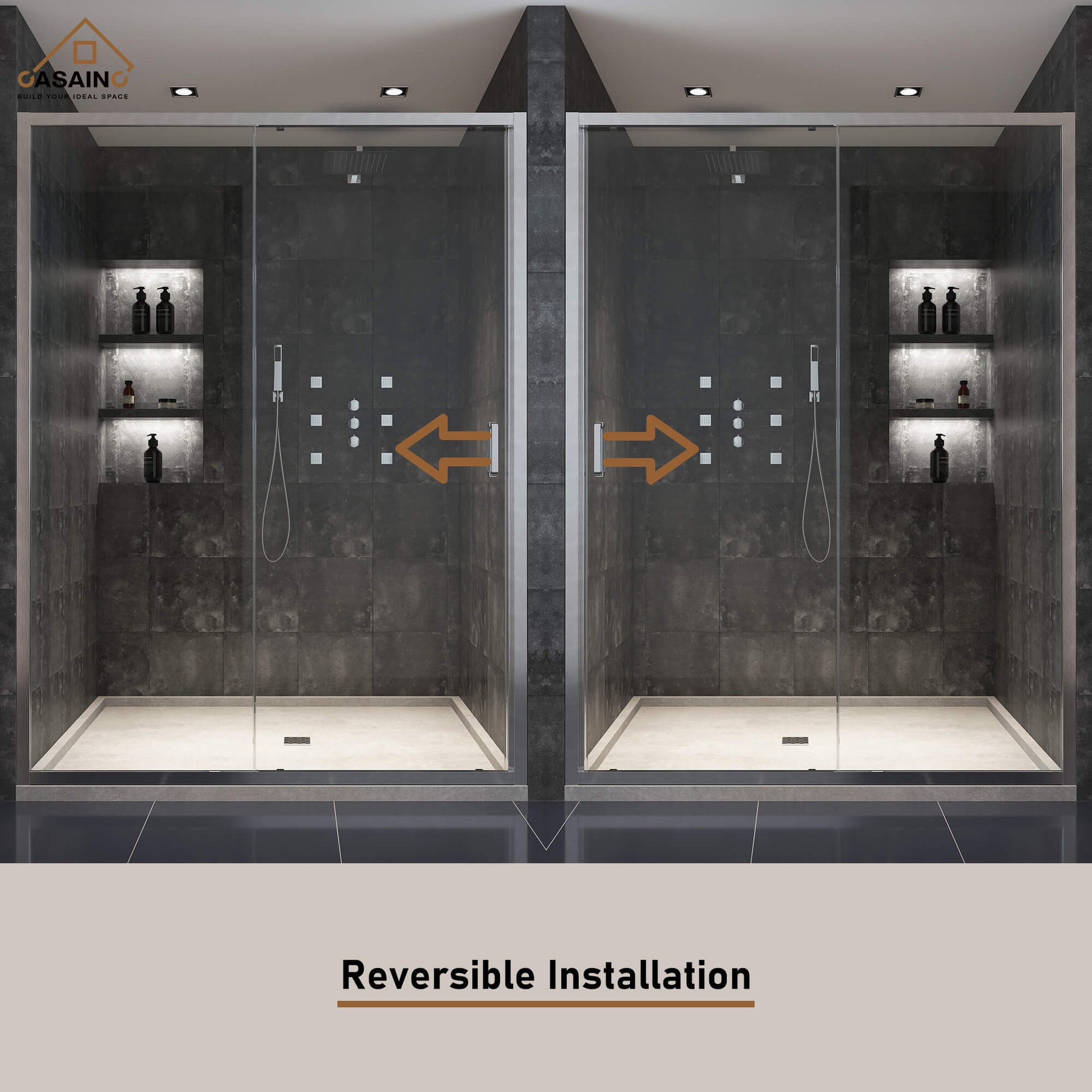 60" x 72" Framed Single Sliding Shower Door in Chrome/Brushed Nickel/M