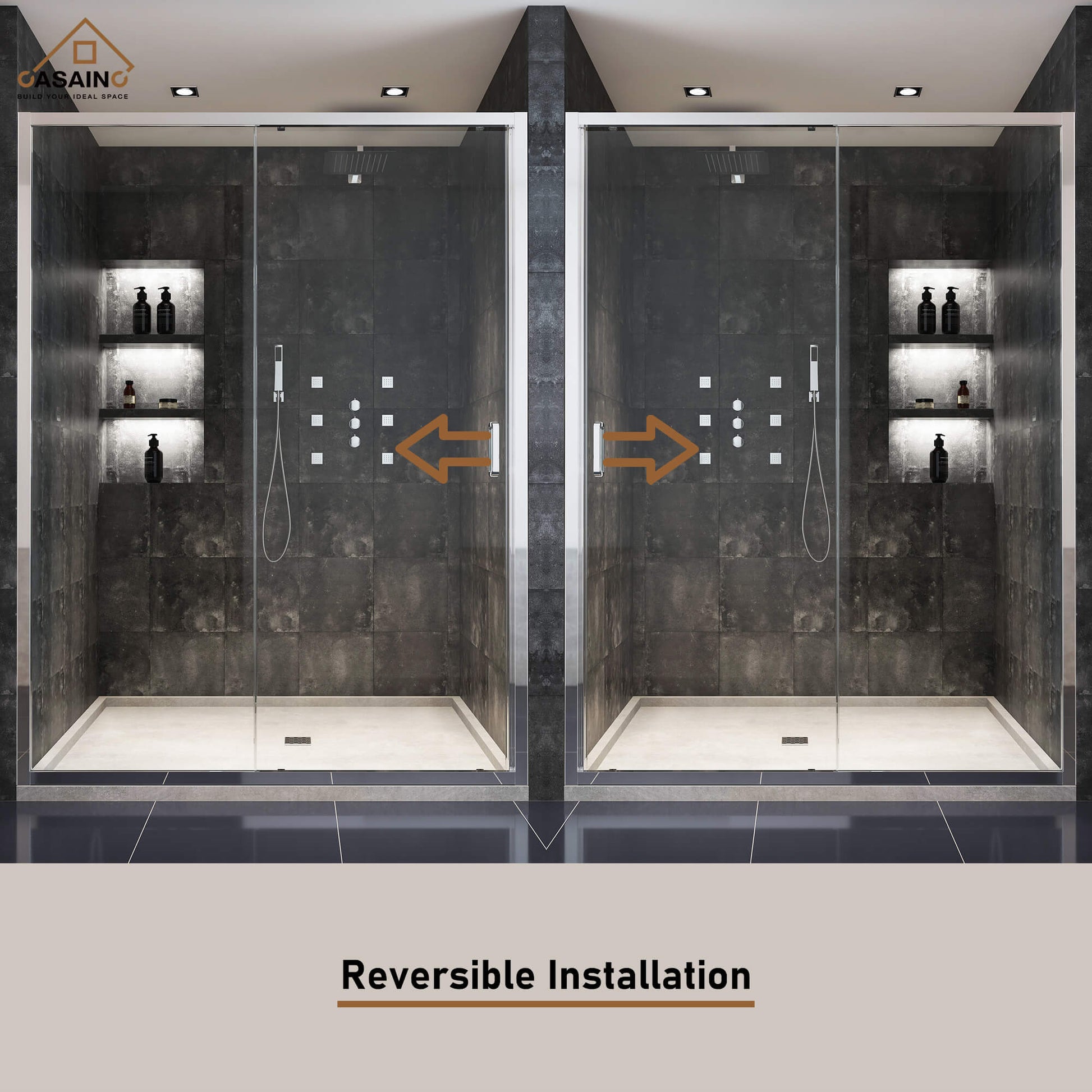 60" x 72" Framed Single Sliding Shower Door in Chrome/Brushed Nickel/M
