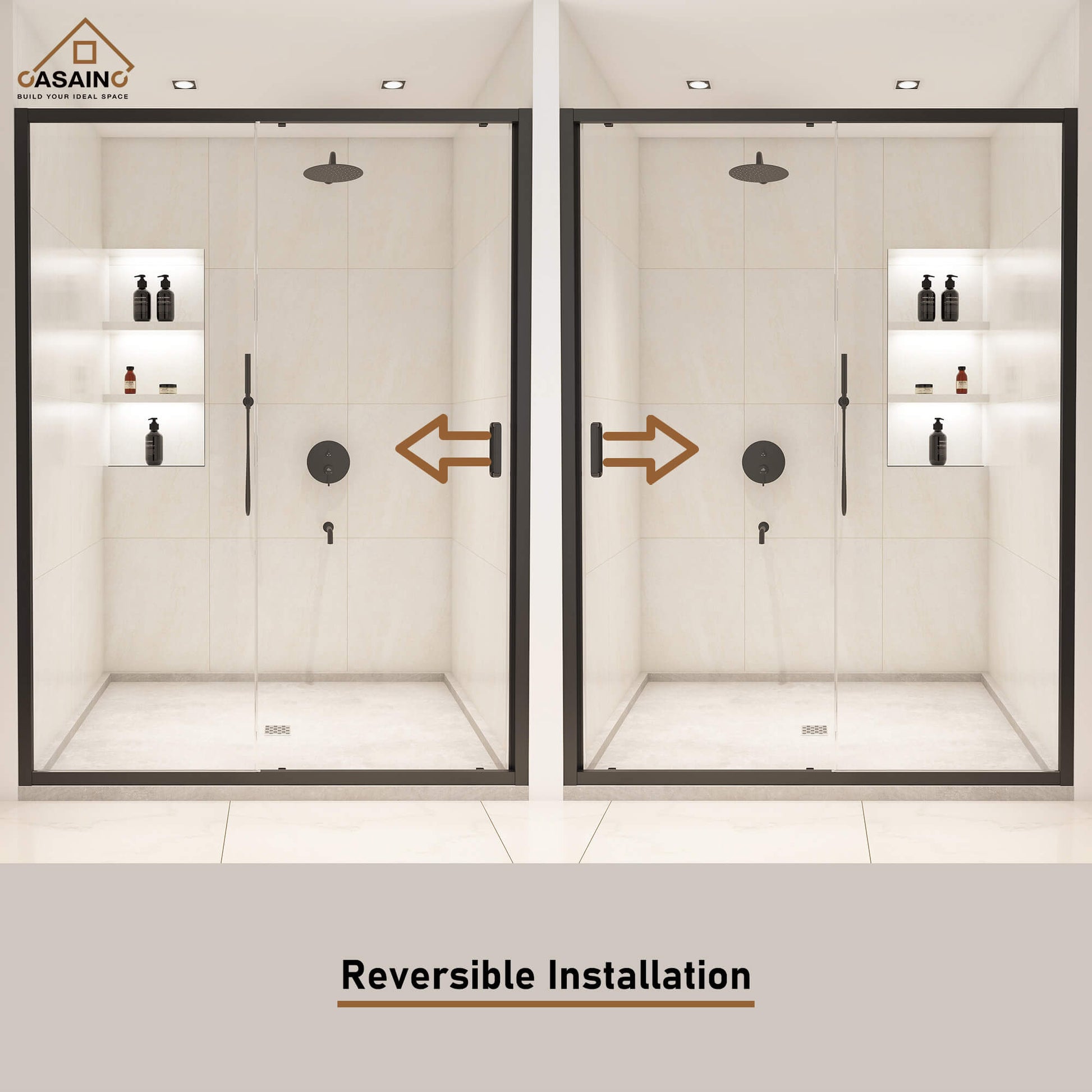 60" x 72" Framed Single Sliding Shower Door in Chrome/Brushed Nickel/M