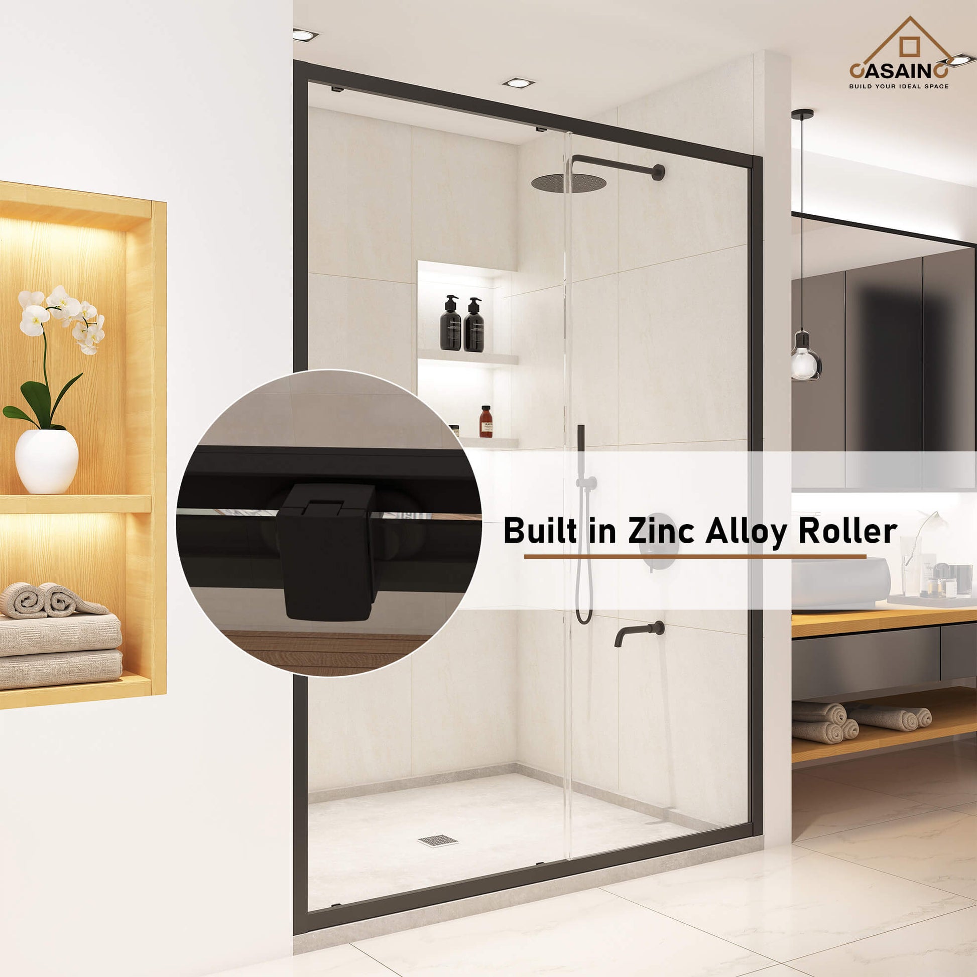 60" x 72" Framed Single Sliding Shower Door in Chrome/Brushed Nickel/M