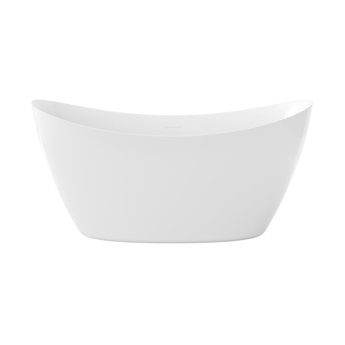 60"/66" Compact Curved Freestanding Acrylic Soaking Bathtub in Glossy White