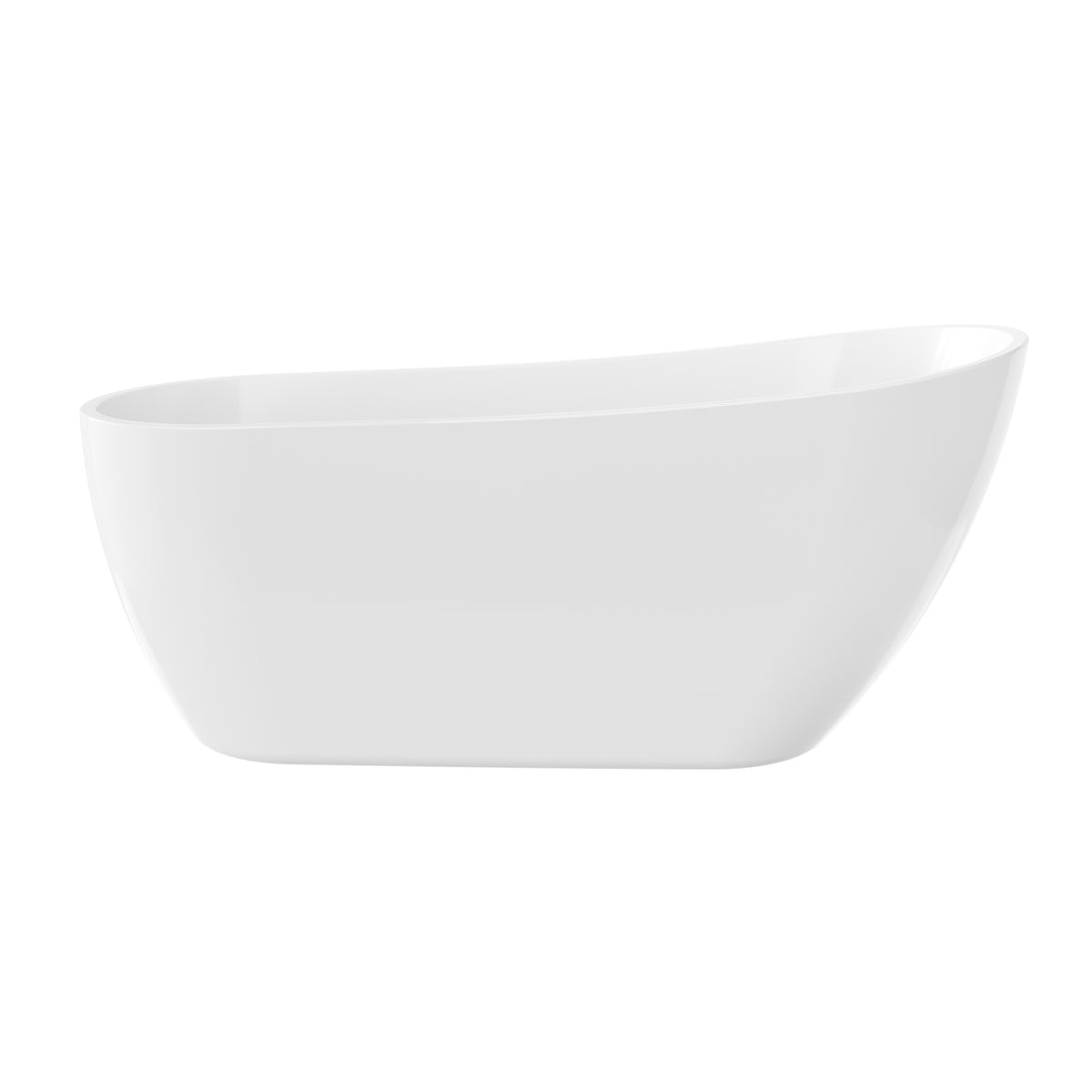 60"/66" Classic Freestanding Slipper Acrylic Bathtub in Glossy White