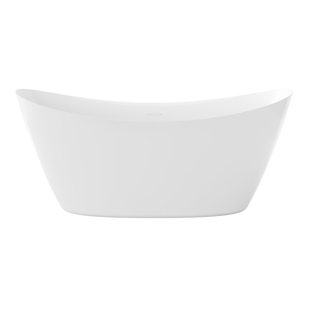 60"/66" Compact Curved Freestanding Acrylic Soaking Bathtub in Glossy White