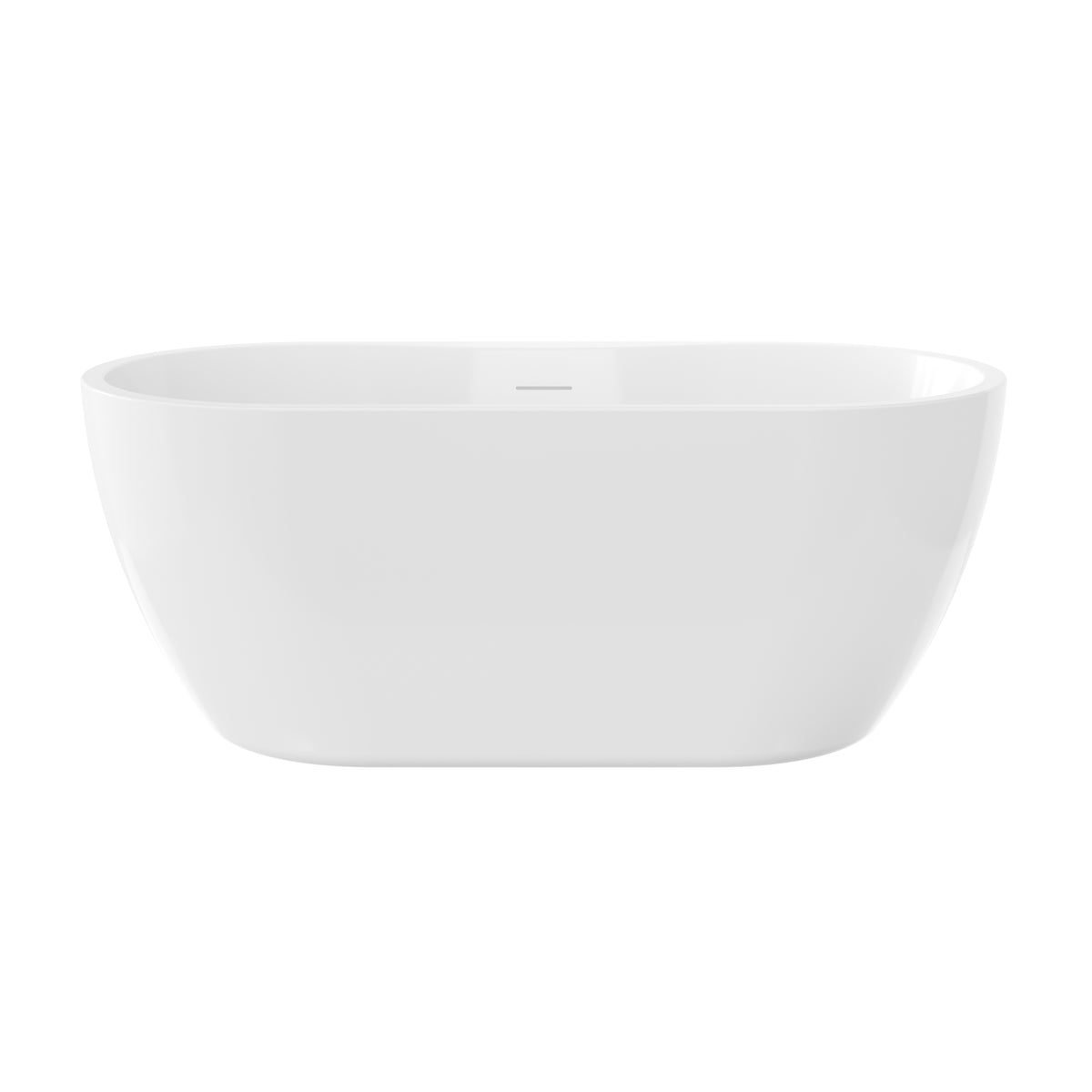 61"/70" Modern Oval Freestanding Acrylic Bathtub with Faucet Deck in Glossy White