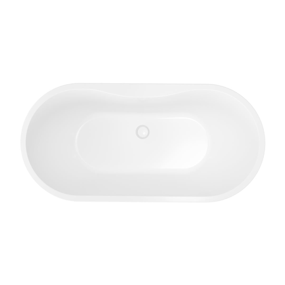 61"/70" Modern Oval Freestanding Acrylic Bathtub with Faucet Deck in Glossy White