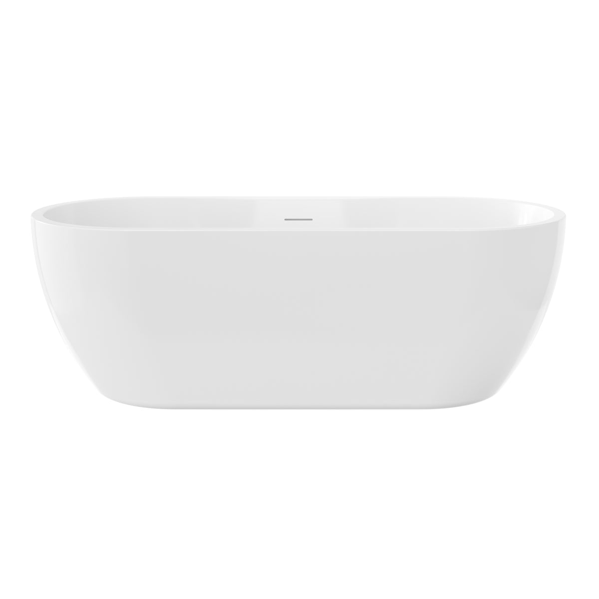 61"/70" Modern Oval Freestanding Acrylic Bathtub with Faucet Deck in Glossy White