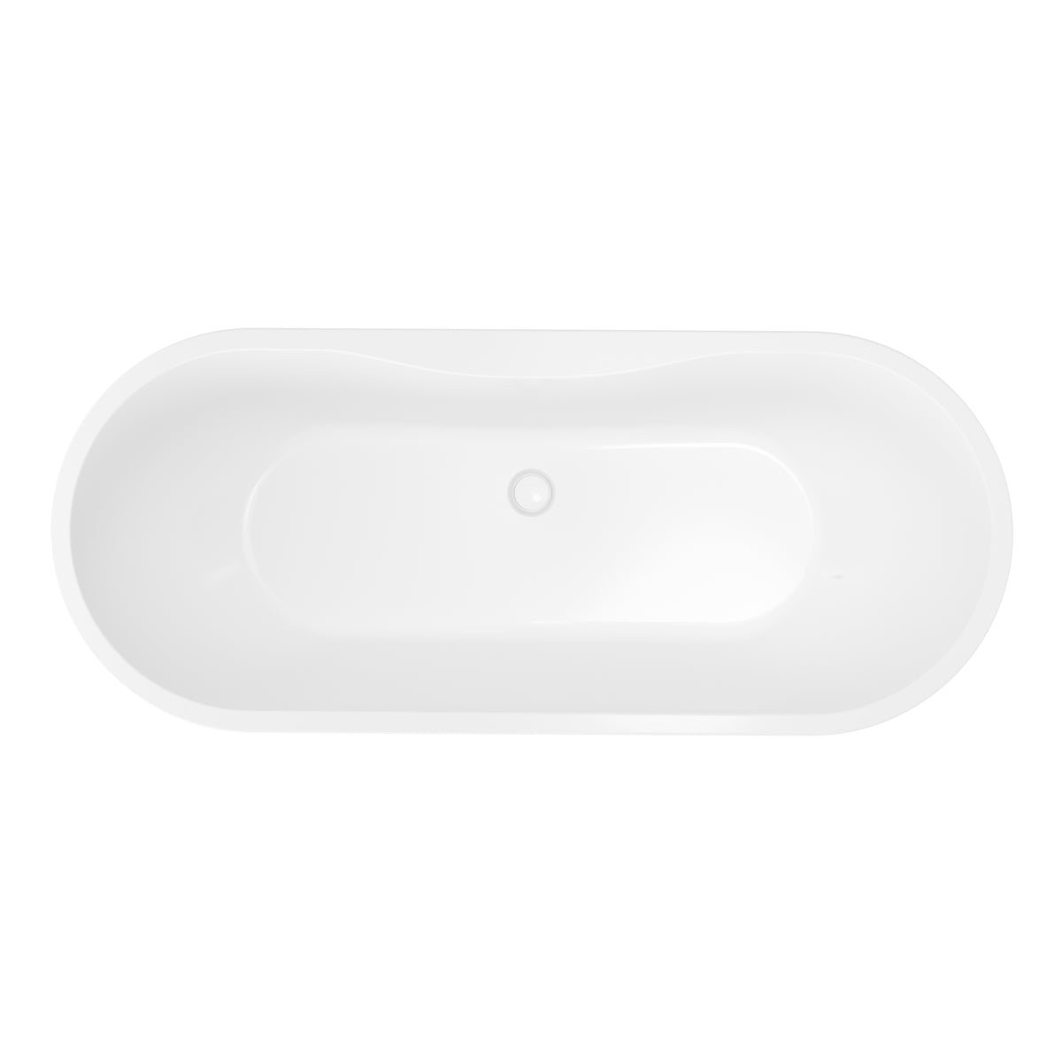 61"/70" Modern Oval Freestanding Acrylic Bathtub with Faucet Deck in Glossy White