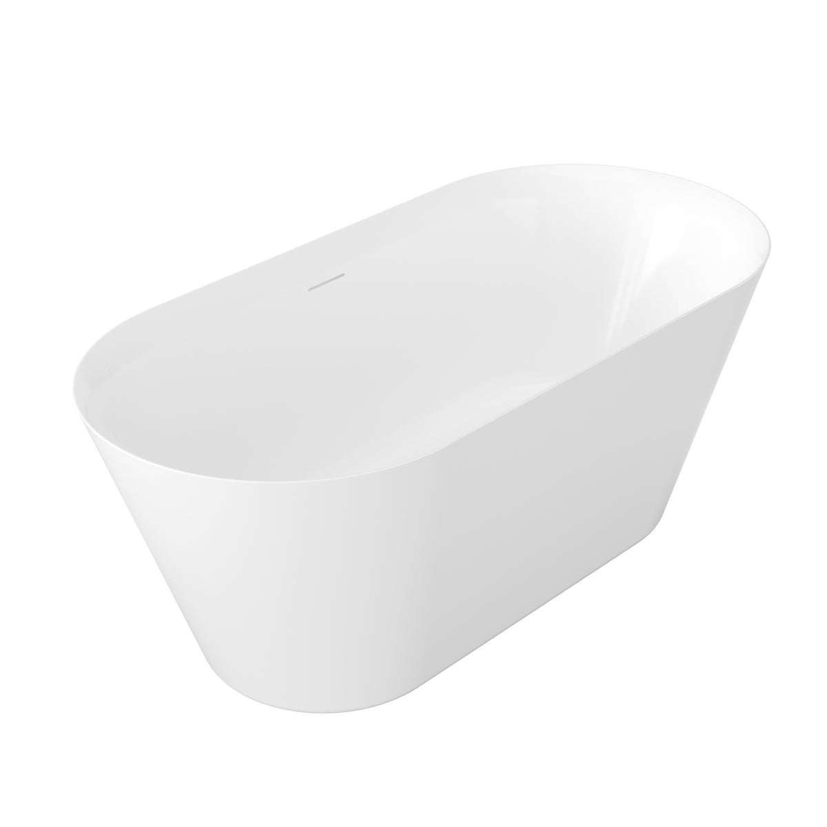 60"/71"  Modern Oval Freestanding Acrylic Soaking Bathtub in Glossy White