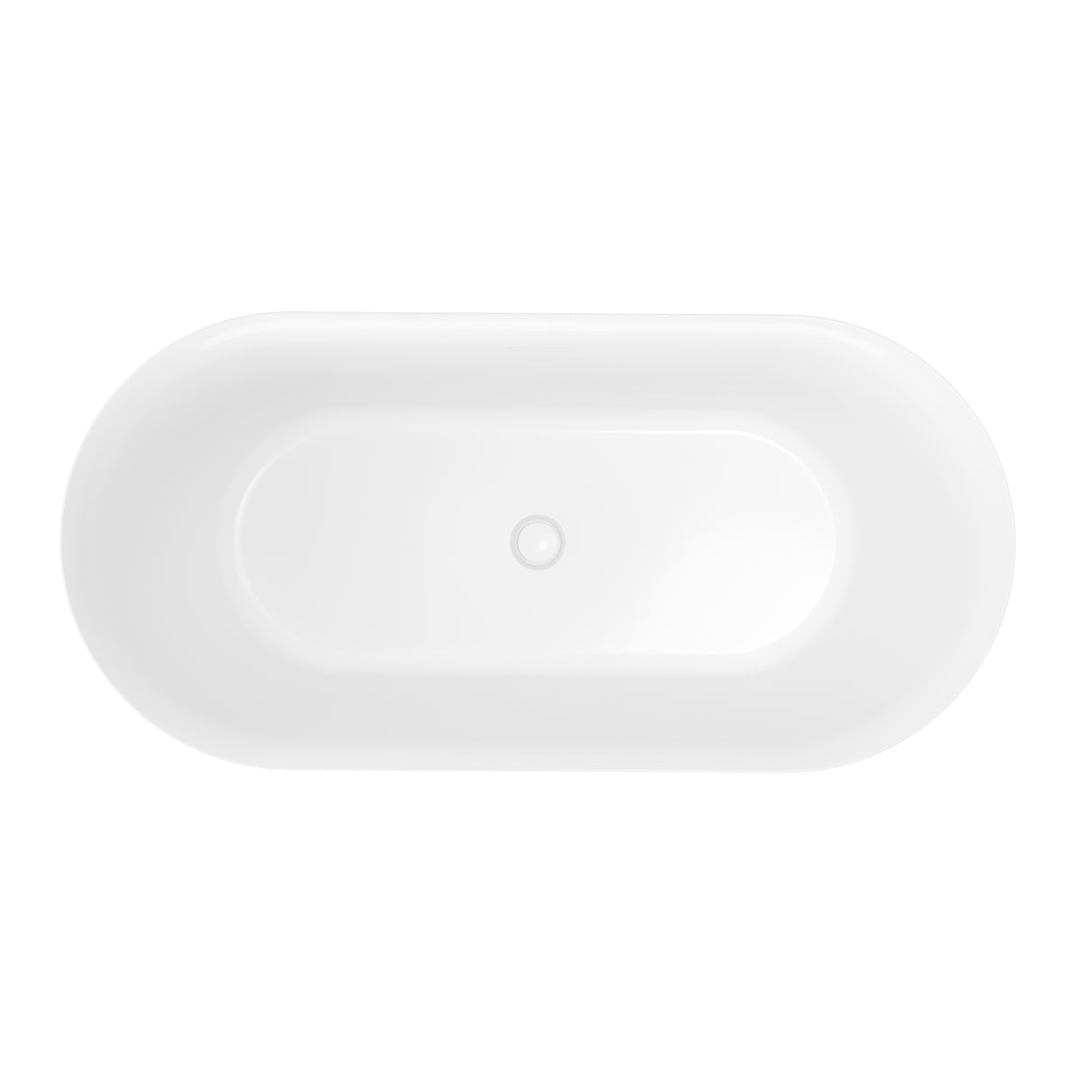 60"/71"  Modern Oval Freestanding Acrylic Soaking Bathtub in Glossy White