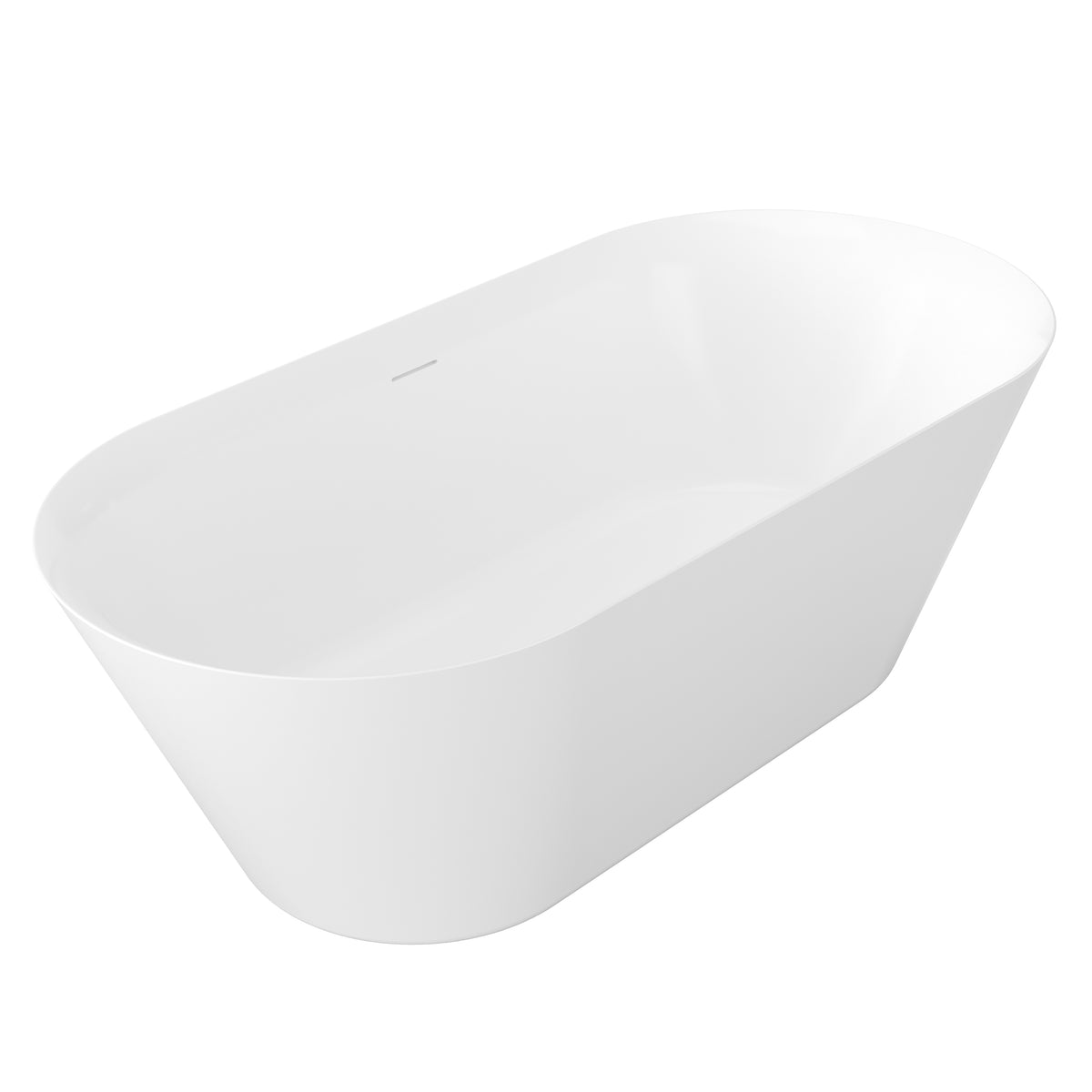 60"/71"  Modern Oval Freestanding Acrylic Soaking Bathtub in Glossy White
