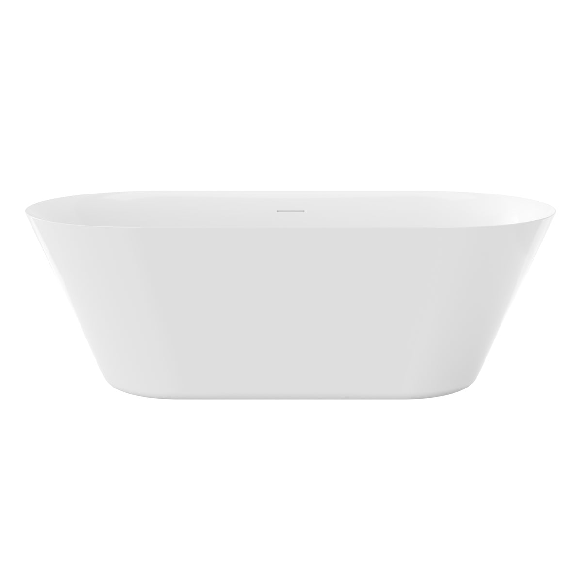 60"/71"  Modern Oval Freestanding Acrylic Soaking Bathtub in Glossy White