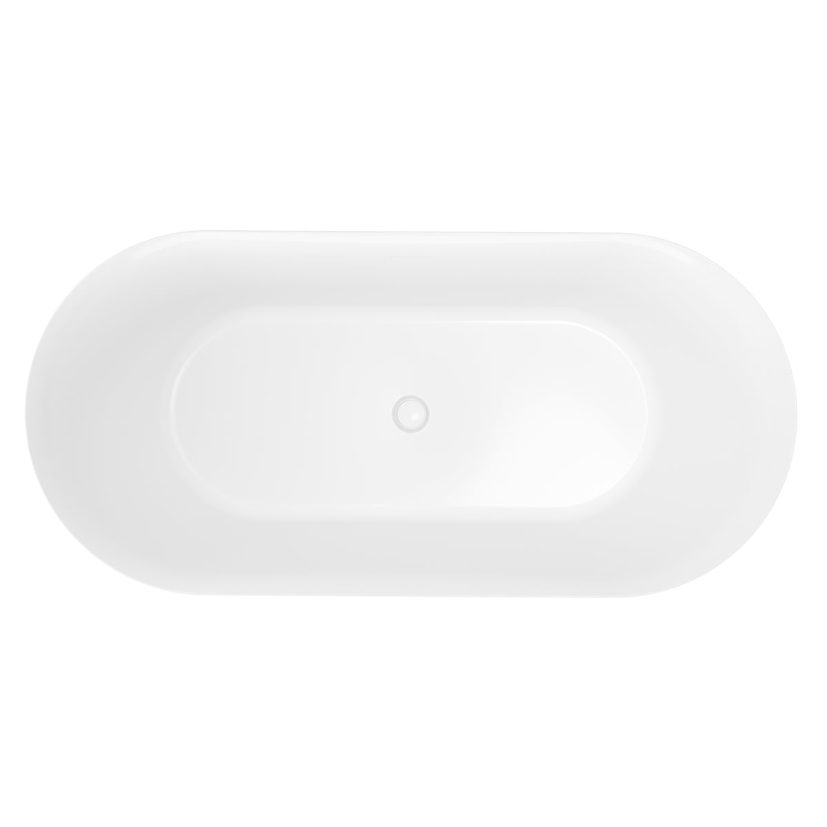 60"/71"  Modern Oval Freestanding Acrylic Soaking Bathtub in Glossy White