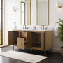 60-inch Bathroom Vanity with Carrara White Engineering Stone Top