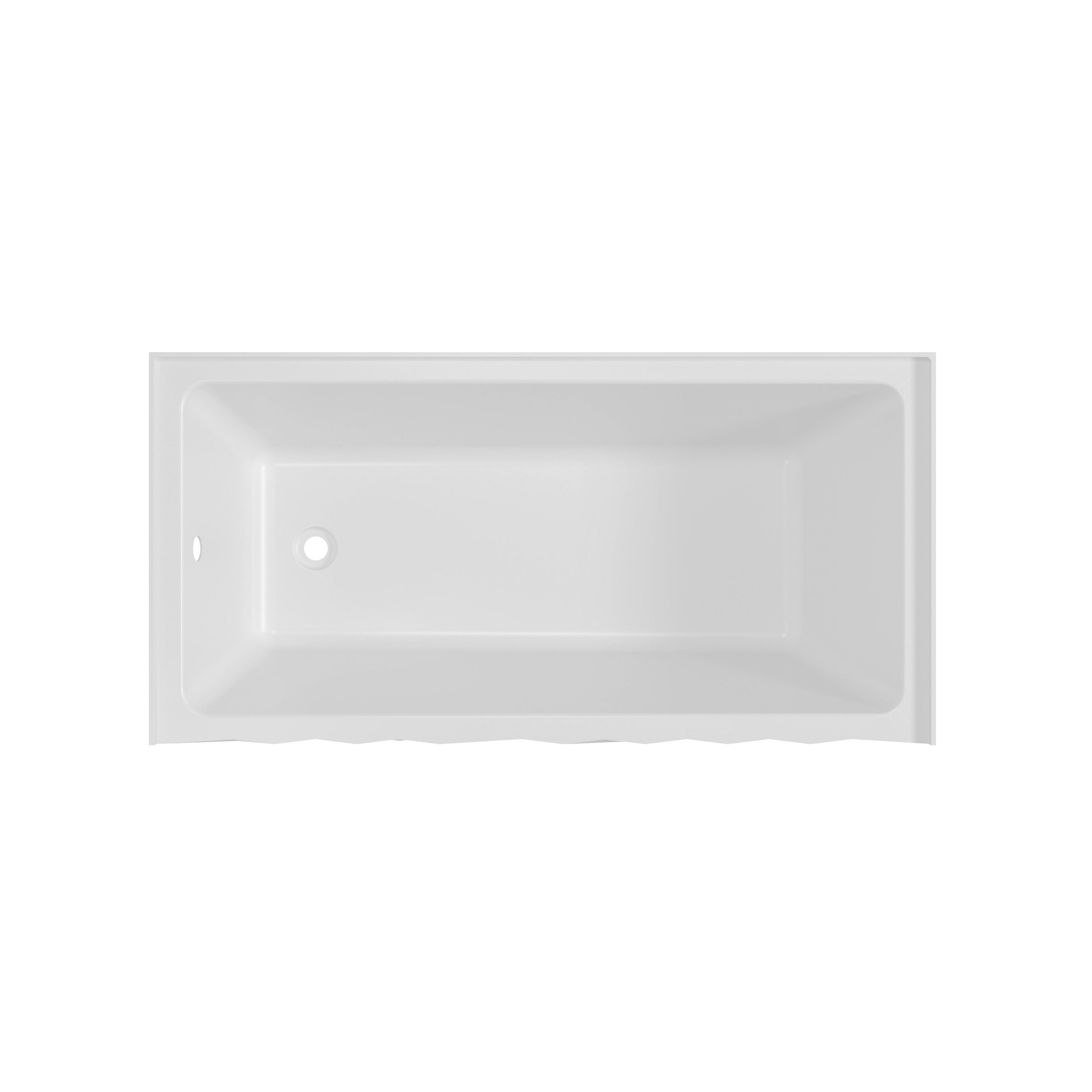 60" Modern Alcove Soaking Bathtub with Diamond Cut Design Panel, Premium Acrylic Deep Bath Tub, Left Drain, cUPC Certified, Glossy White