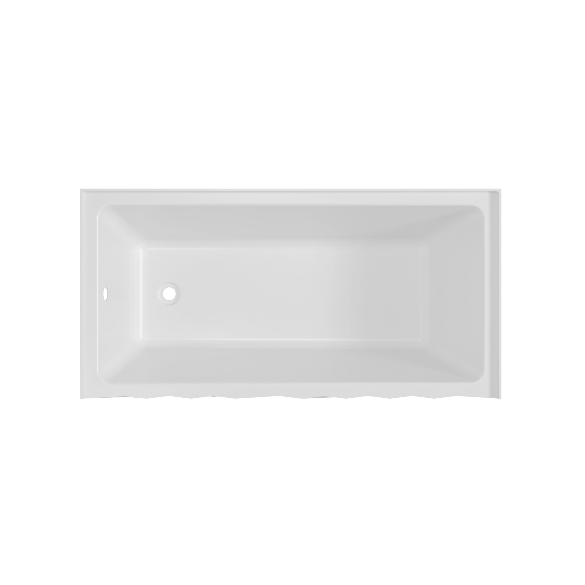 60" Modern Alcove Soaking Bathtub with Diamond Cut Design Panel, Premium Acrylic Deep Bath Tub, Left Drain, cUPC Certified, Glossy White