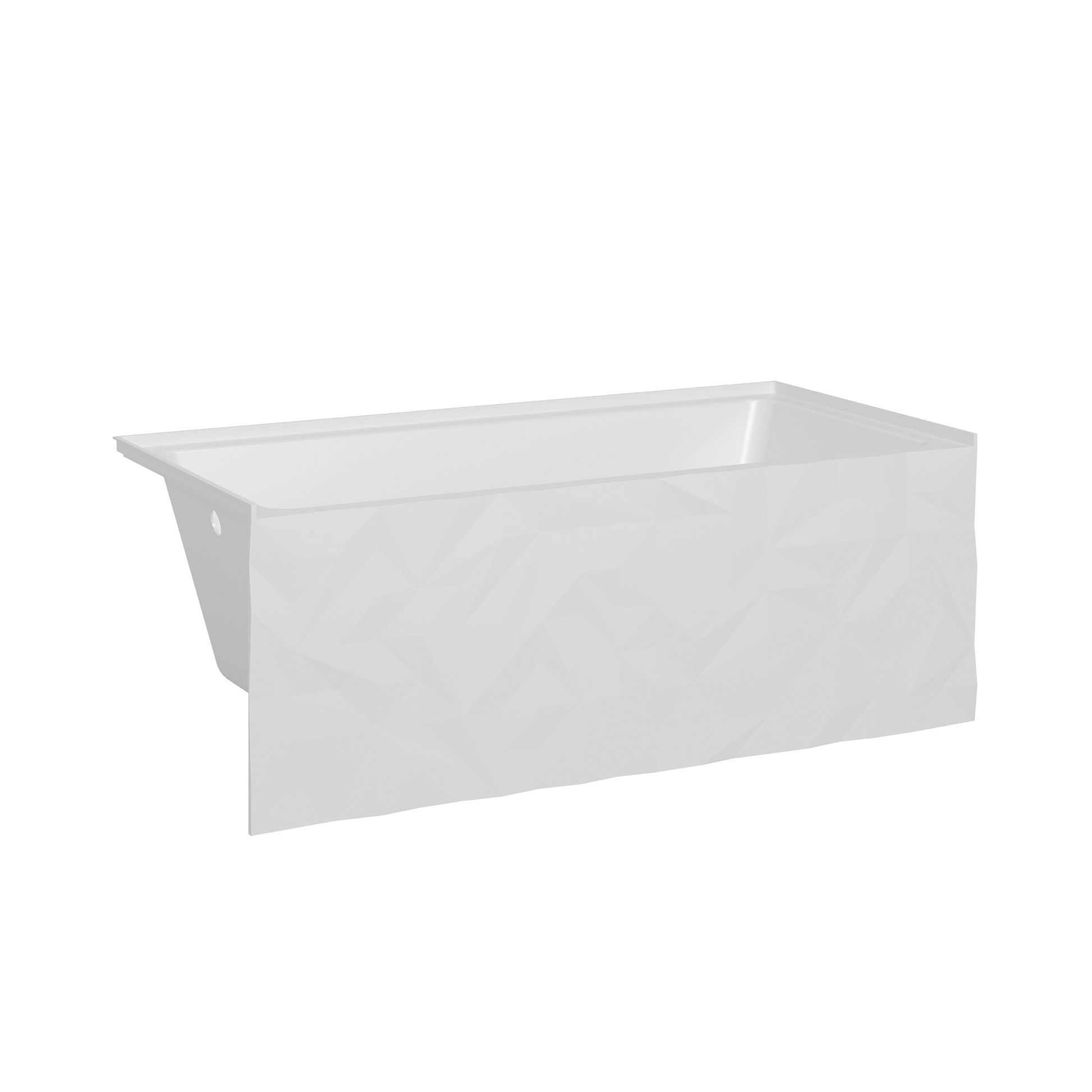 60" Modern Alcove Soaking Bathtub with Diamond Cut Design Panel, Premium Acrylic Deep Bath Tub, Left Drain, cUPC Certified, Glossy White