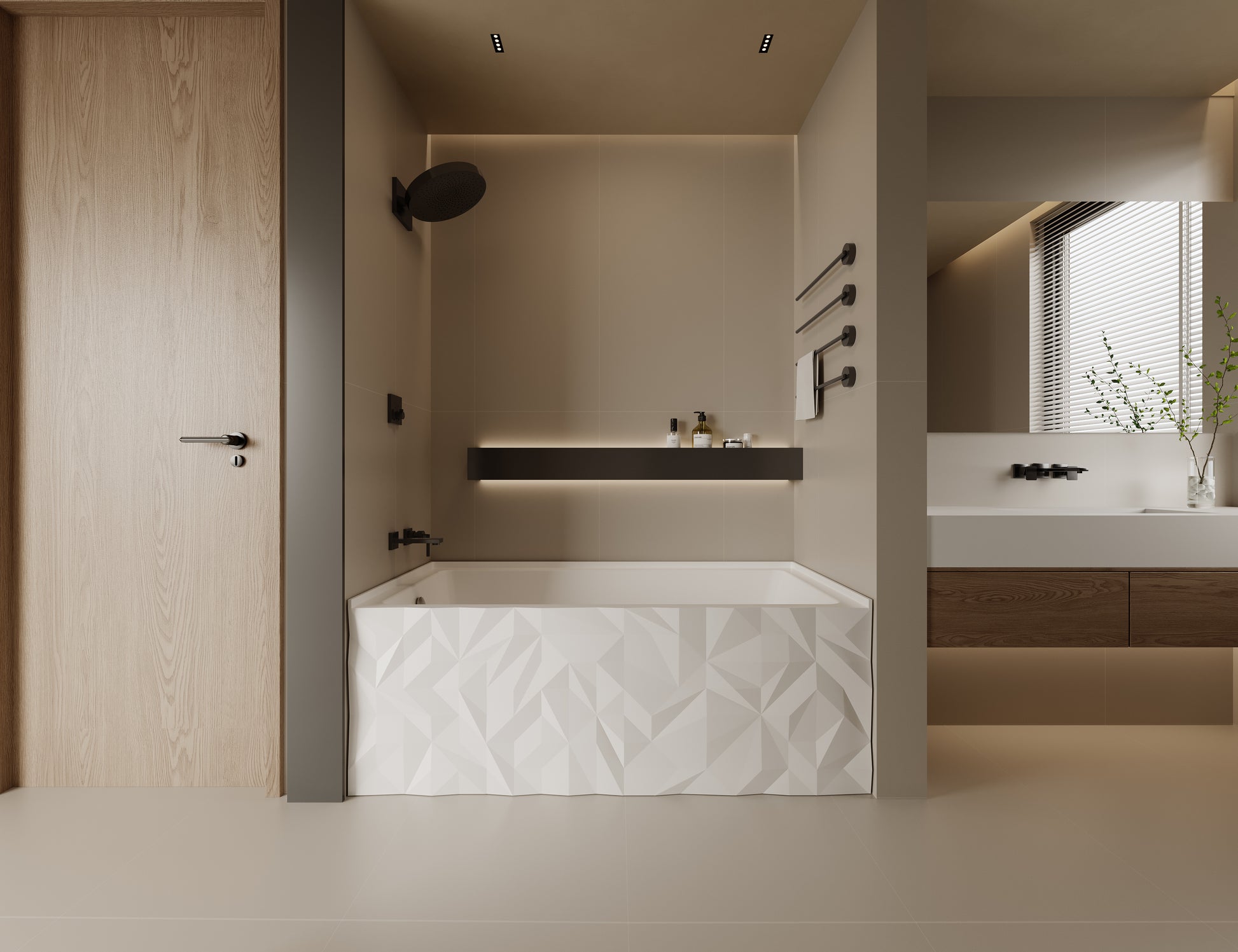 60" Modern Alcove Soaking Bathtub with Diamond Cut Design Panel, Premium Acrylic Deep Bath Tub, Left Drain, cUPC Certified, Glossy White