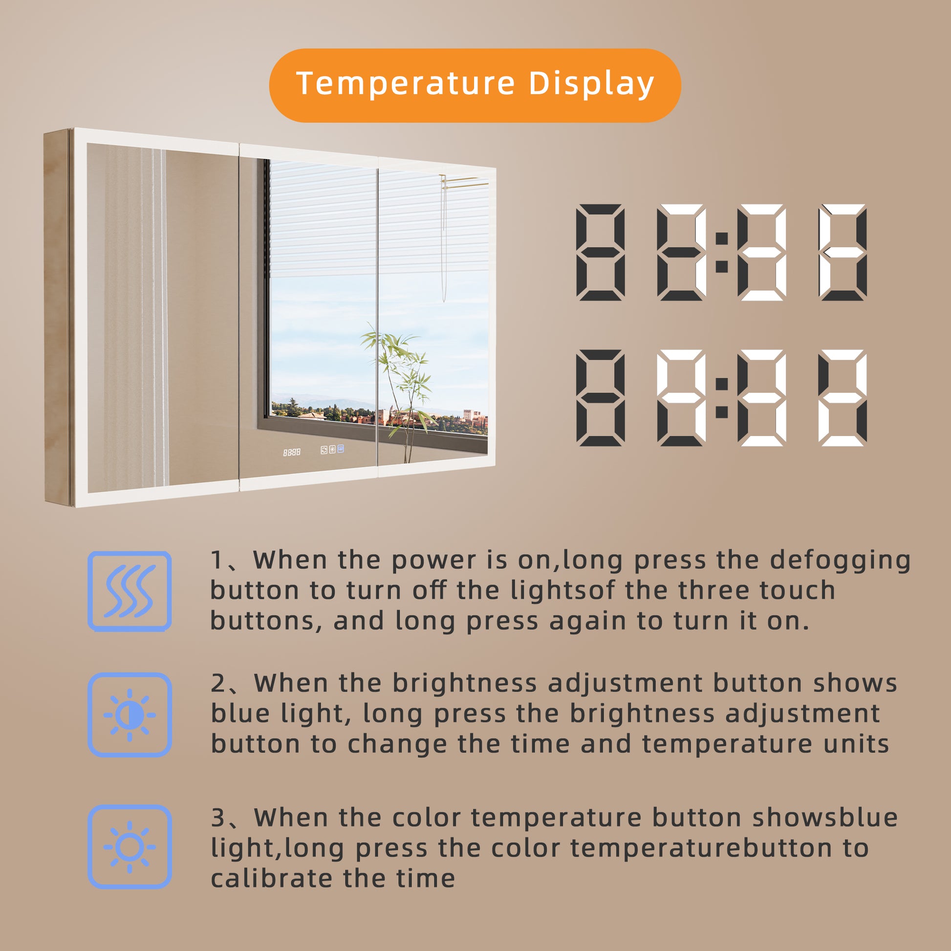 60" W x 36" H LED Lighted Bathroom Medicine Cabinet with Mirror, Tempered Glass Door, Anti-Fog Function and Adjustable Shelves Storage Cabinet