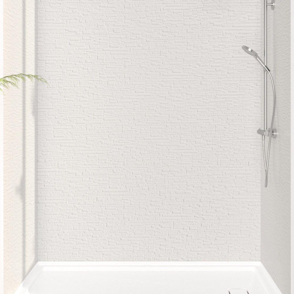 60" Waterproof SMC Shower Wall Panel System with Slate Rock Finish for Modern Bathrooms