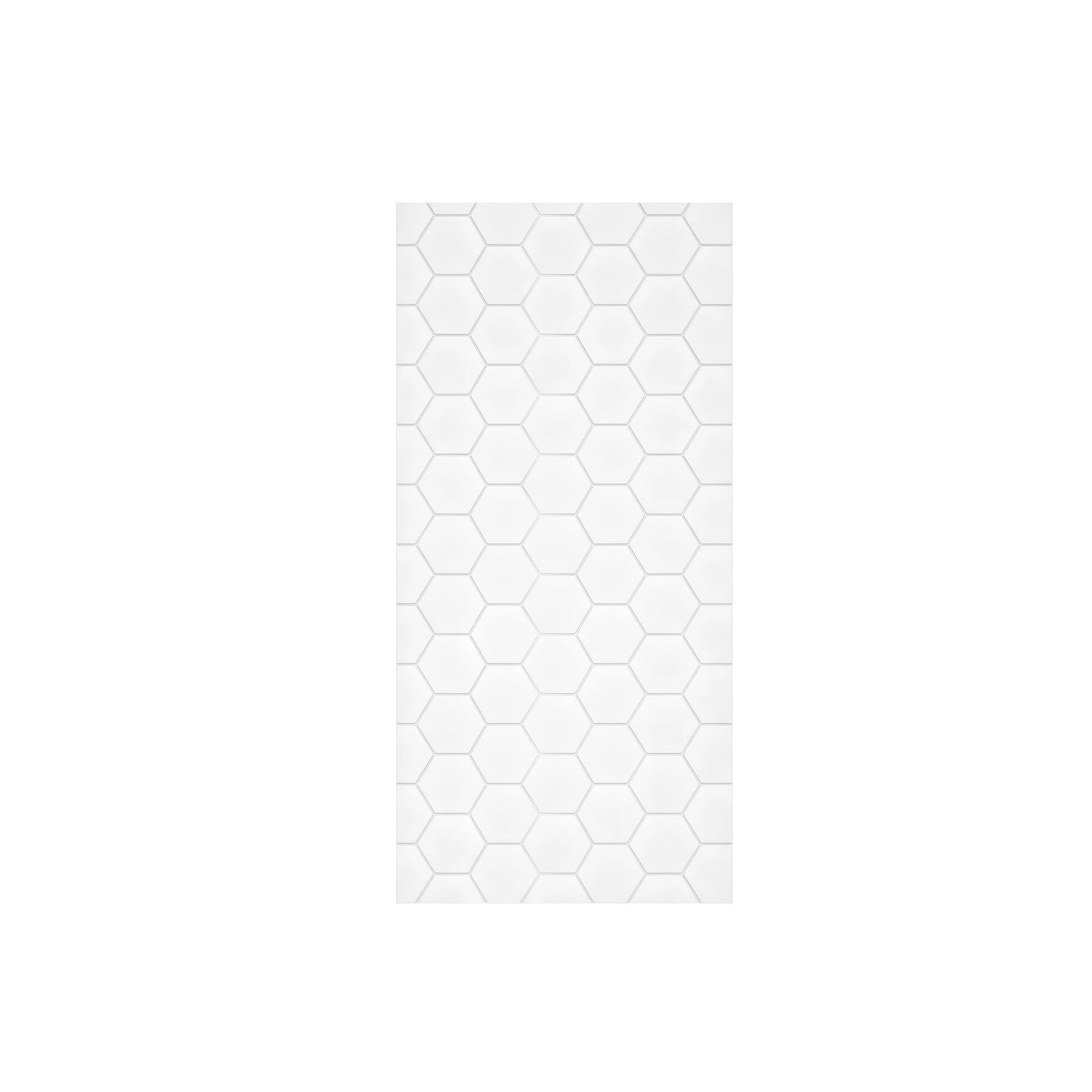 60" White Glossy Hexagon Shower Wall, Artificial Stone Shower Panel