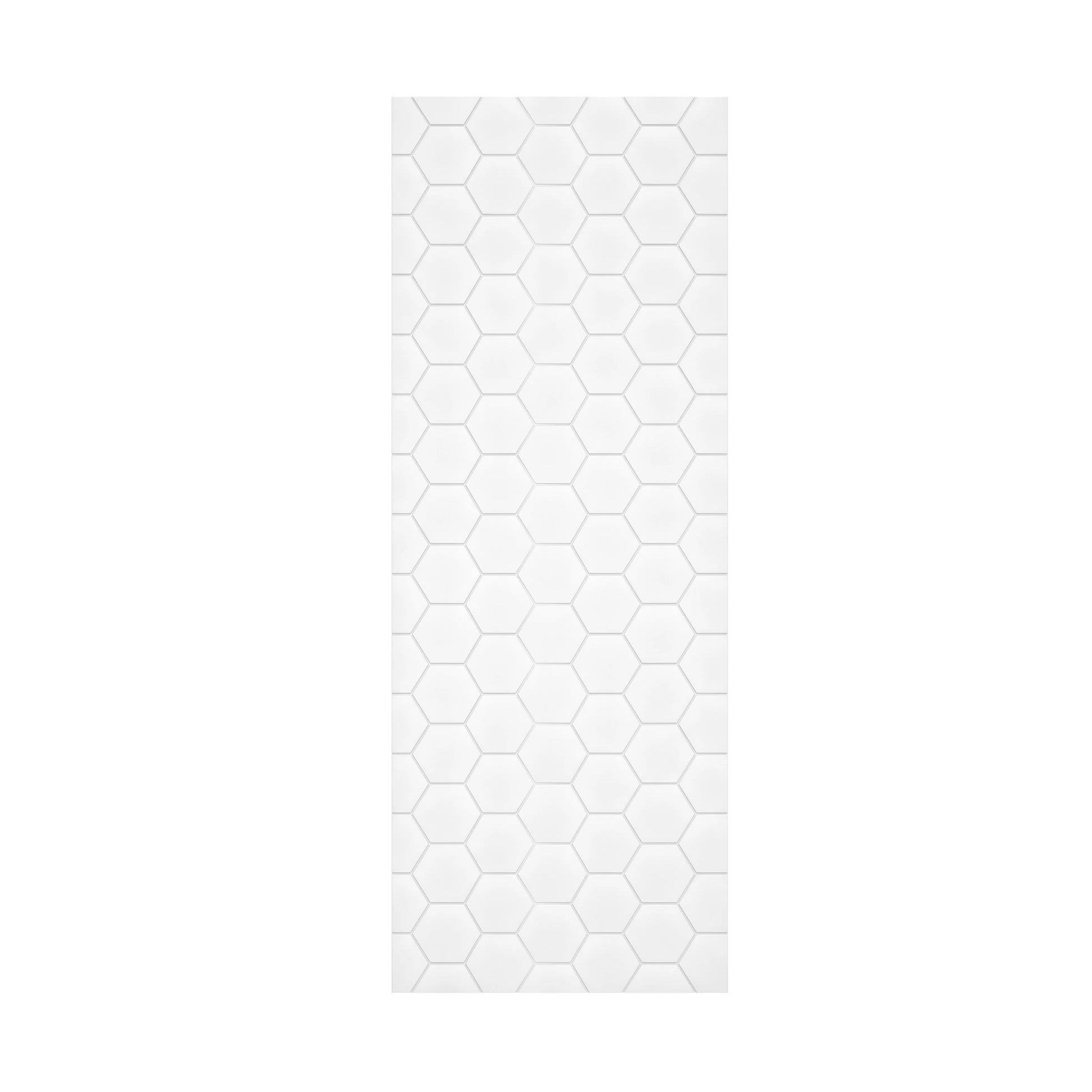 60" White Glossy Hexagon Shower Wall, Artificial Stone Shower Panel