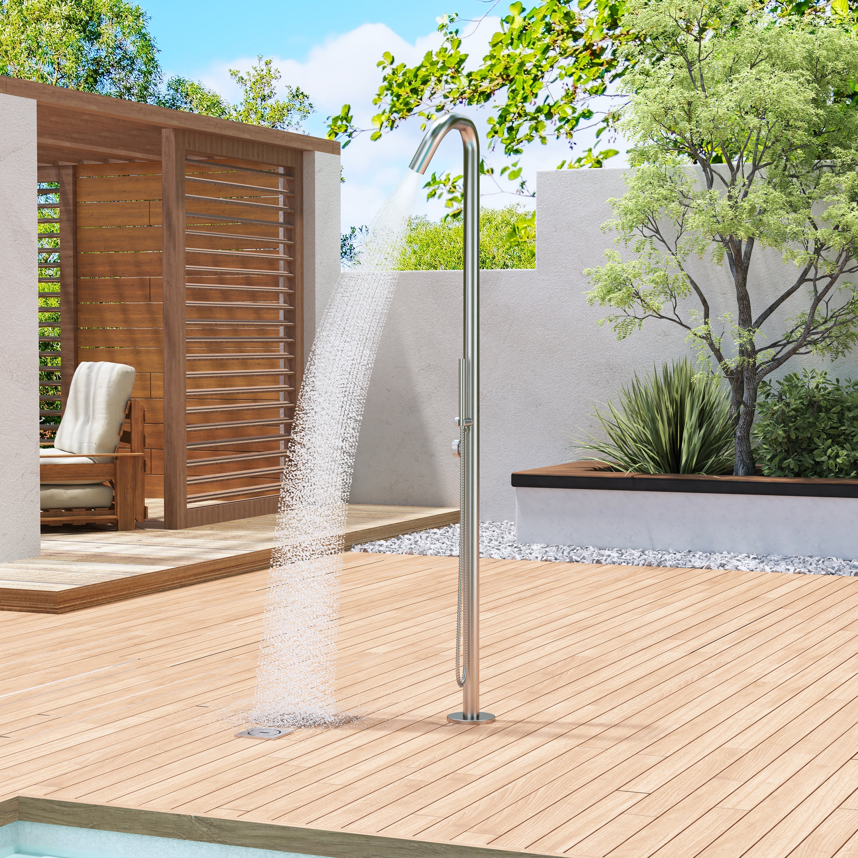 60 mm Outdoor Shower System with Rainfall Shower and Handheld