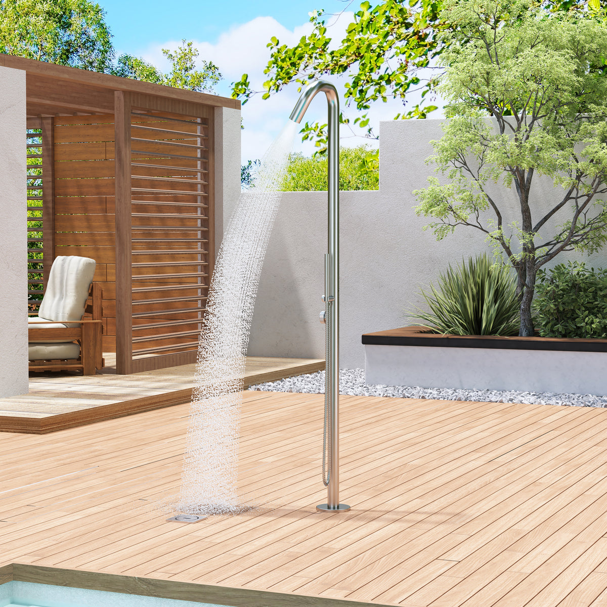 60 mm Outdoor Shower System with Rainfall Shower and Handheld