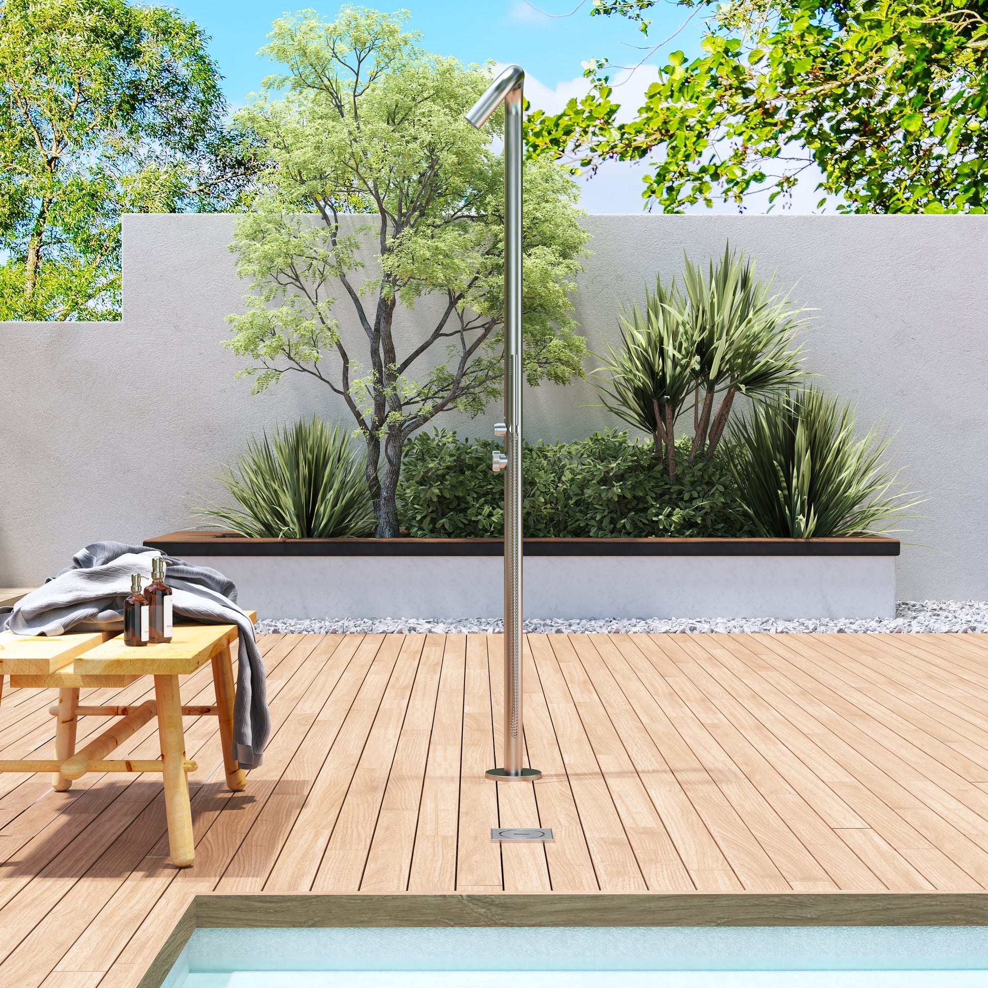 60 mm Outdoor Shower System with Rainfall Shower and Handheld