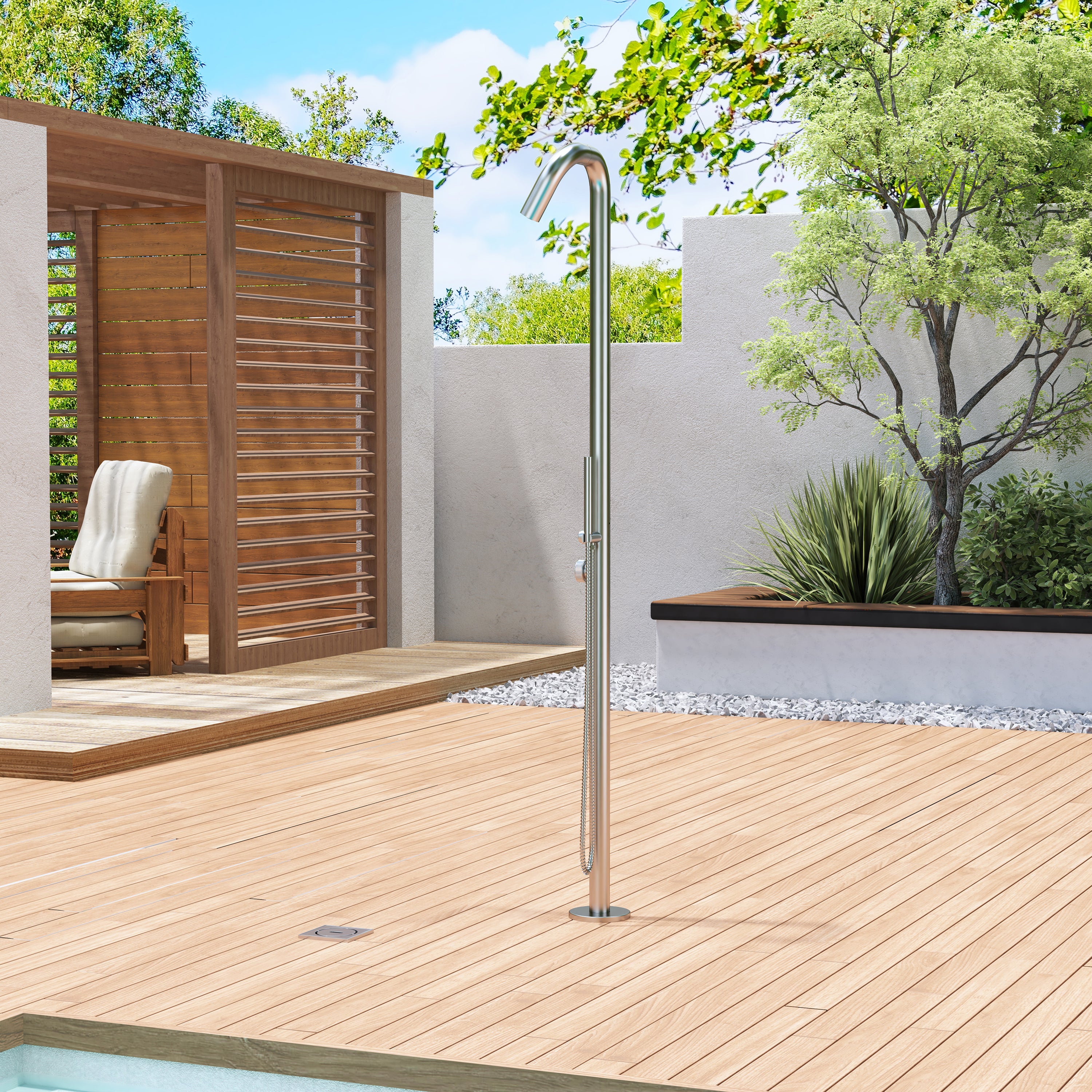 60 mm Outdoor Shower System with Rainfall Shower and Handheld