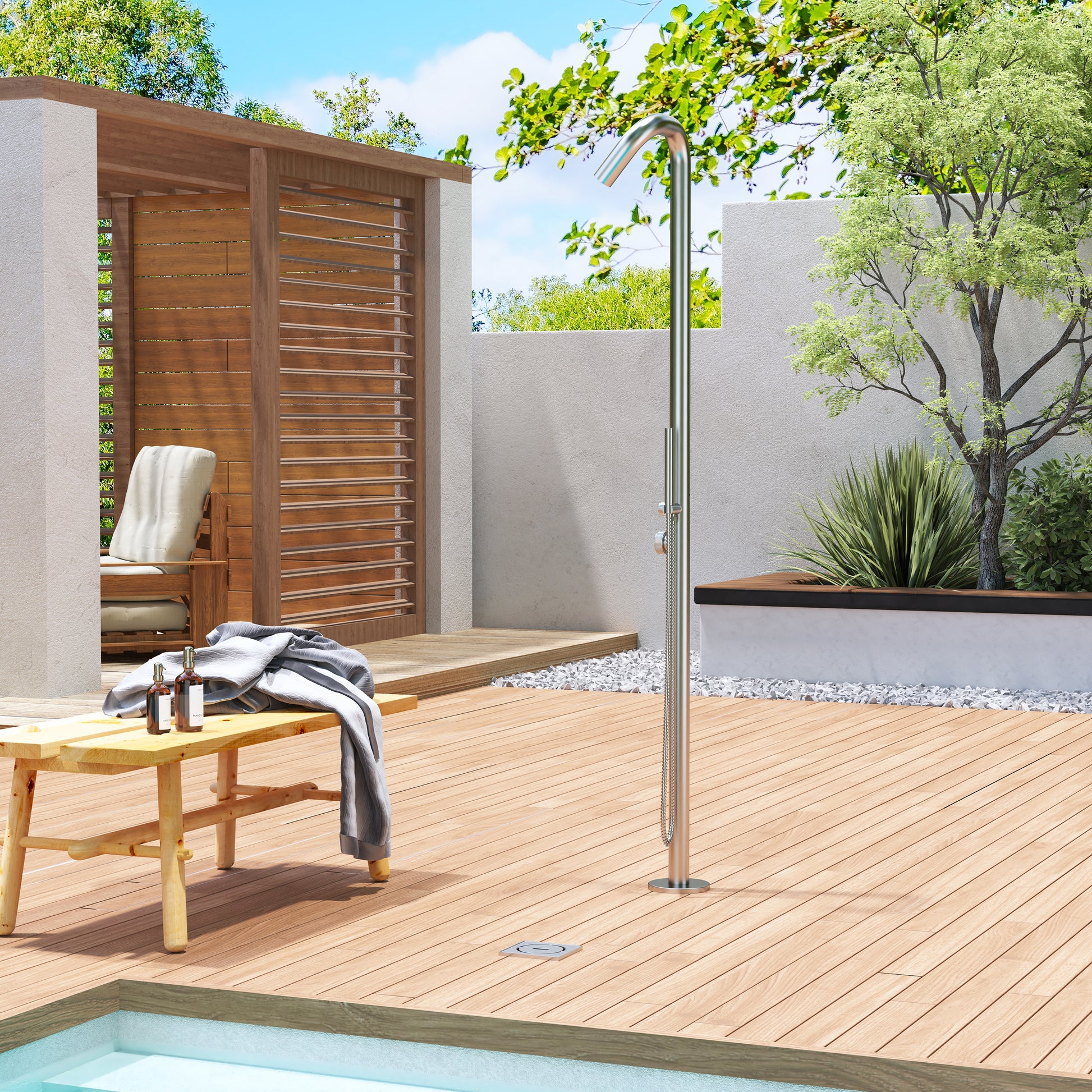 60 mm Outdoor Shower System with Rainfall Shower and Handheld