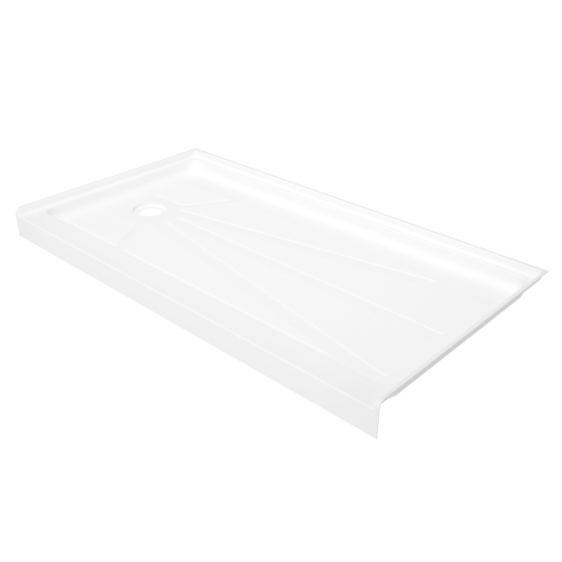 60" x 30" White Acrylic Shower Base, Anti-Slip, Left or Right Drain