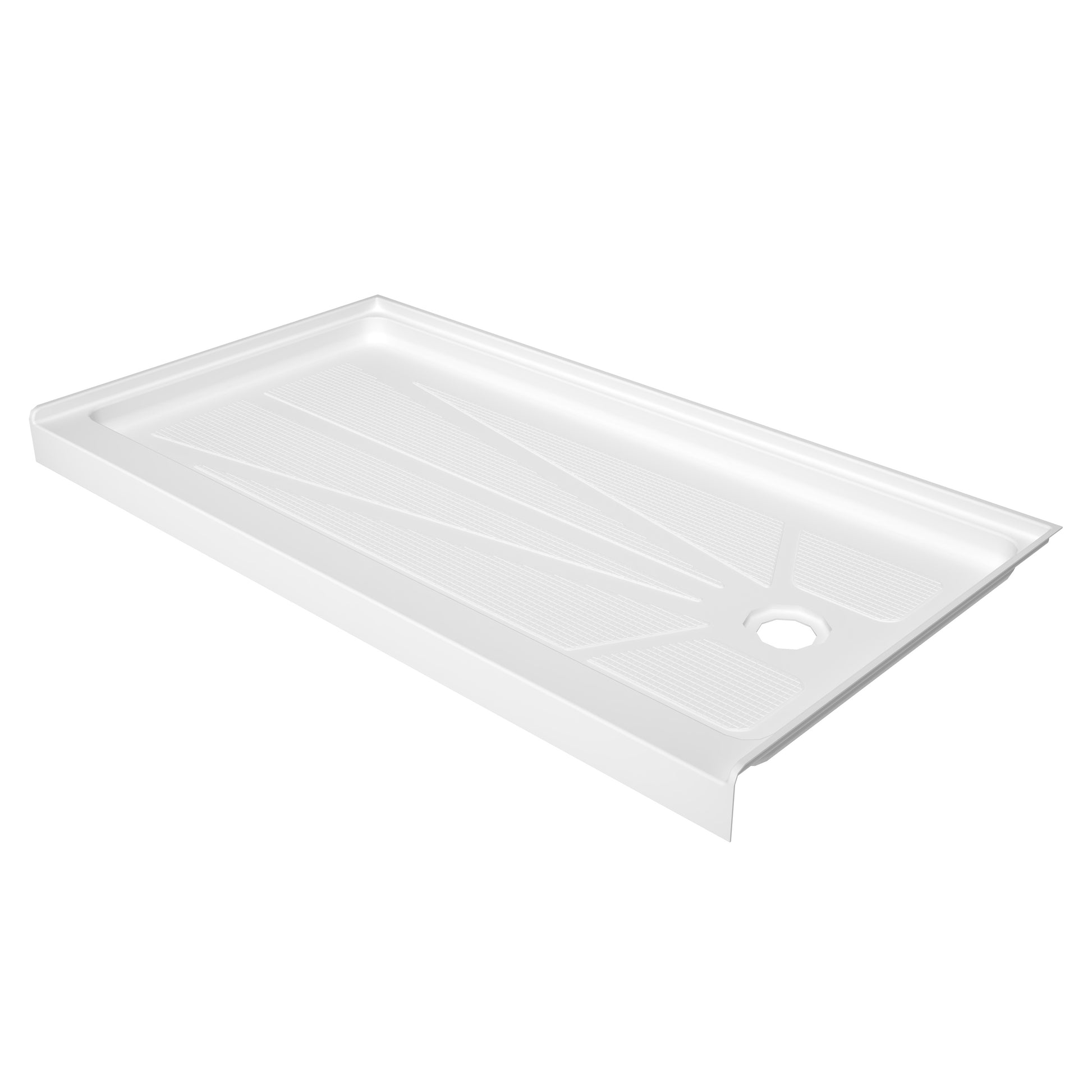 60" x 30" White Acrylic Shower Base, Anti-Slip, Left or Right Drain