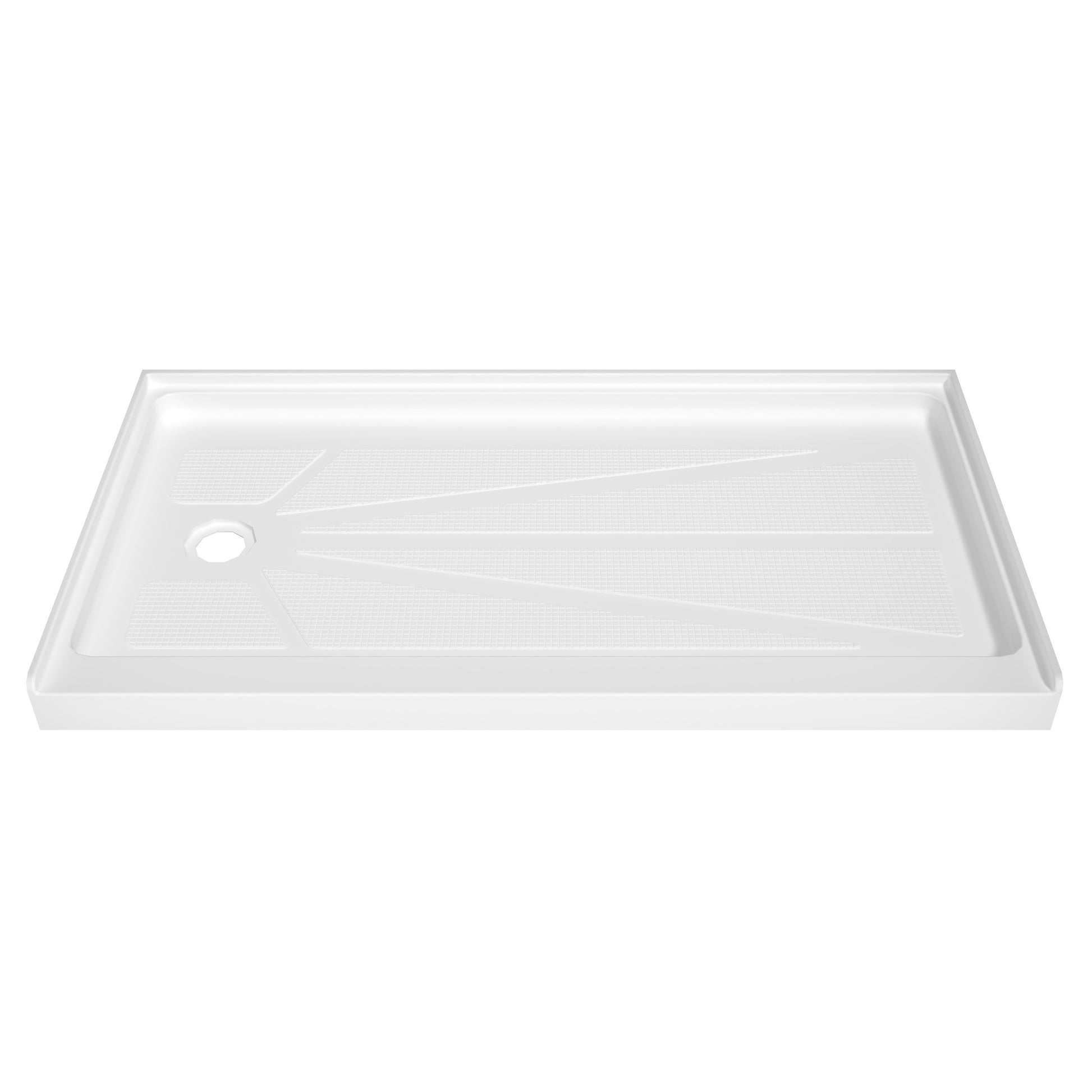 60" x 30" White Acrylic Shower Base, Anti-Slip, Left or Right Drain