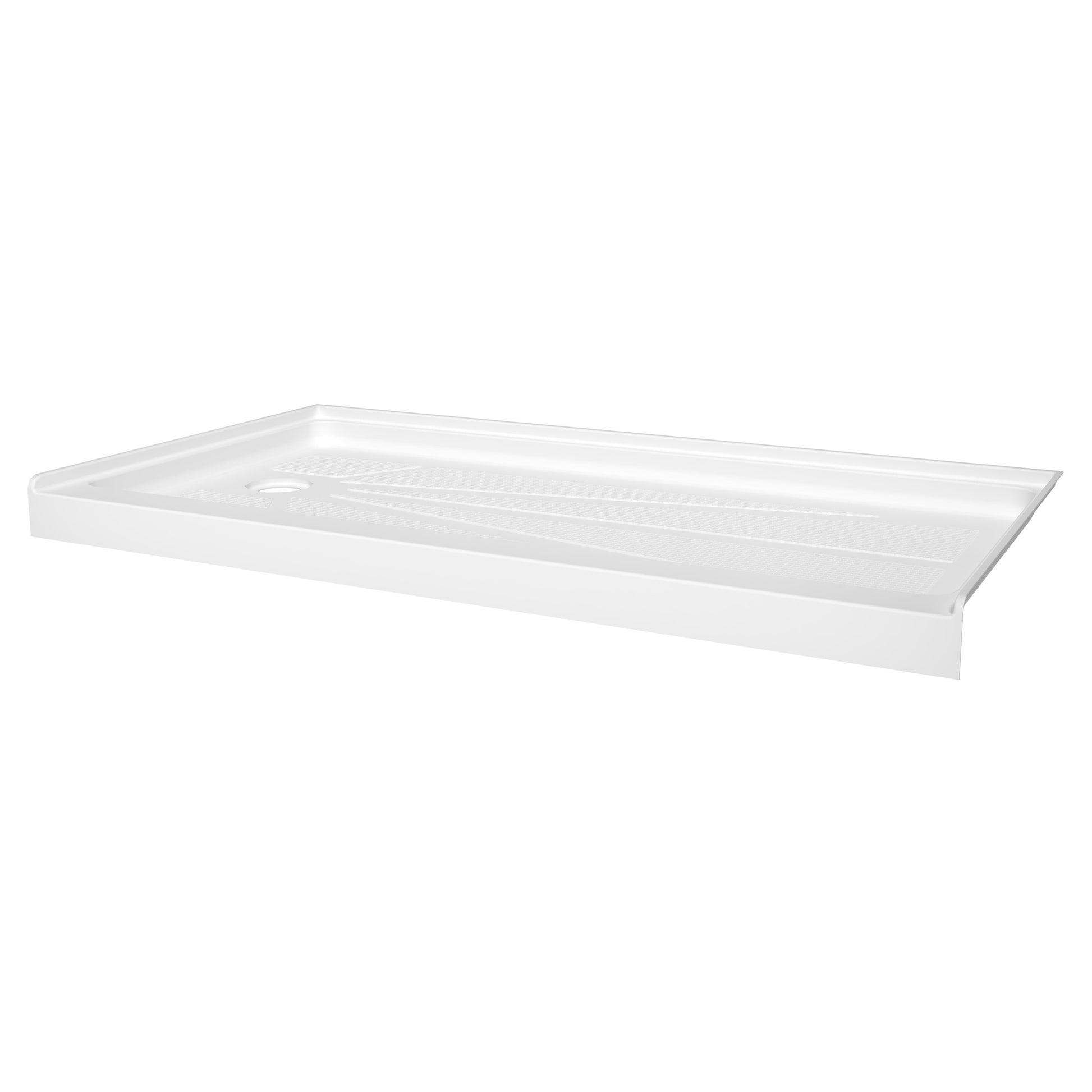 60" x 30" White Acrylic Shower Base, Anti-Slip, Left or Right Drain