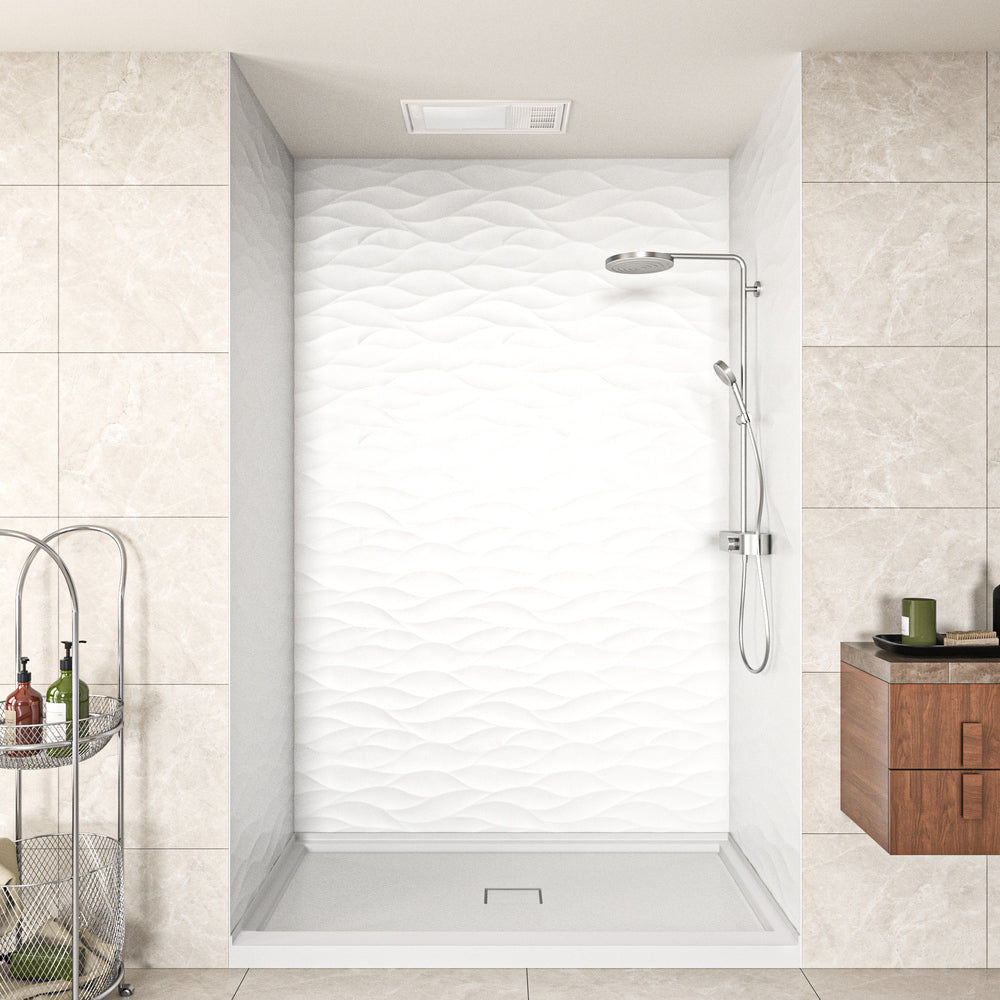 60" x 36" x 96" Waterproof SMC Shower Wall Panel System with Wave Finish
