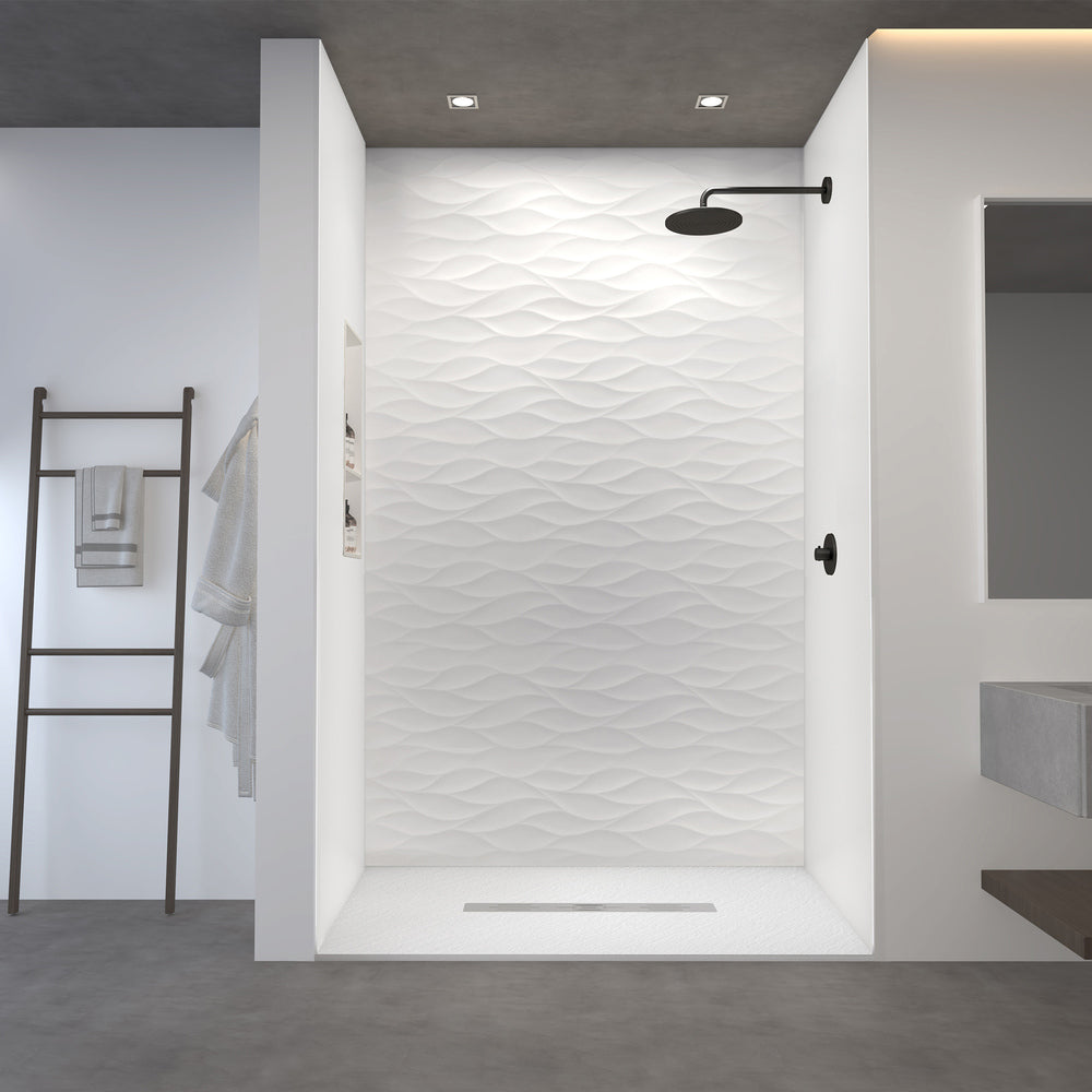 60" x 36" x 96" Waterproof SMC Shower Wall Panel System with Wave Finish