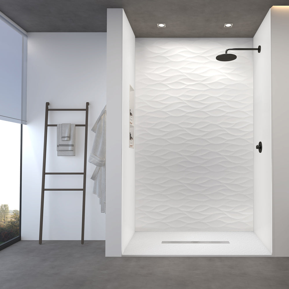 60" x 36" x 96" Waterproof SMC Shower Wall Panel System with Wave Finish