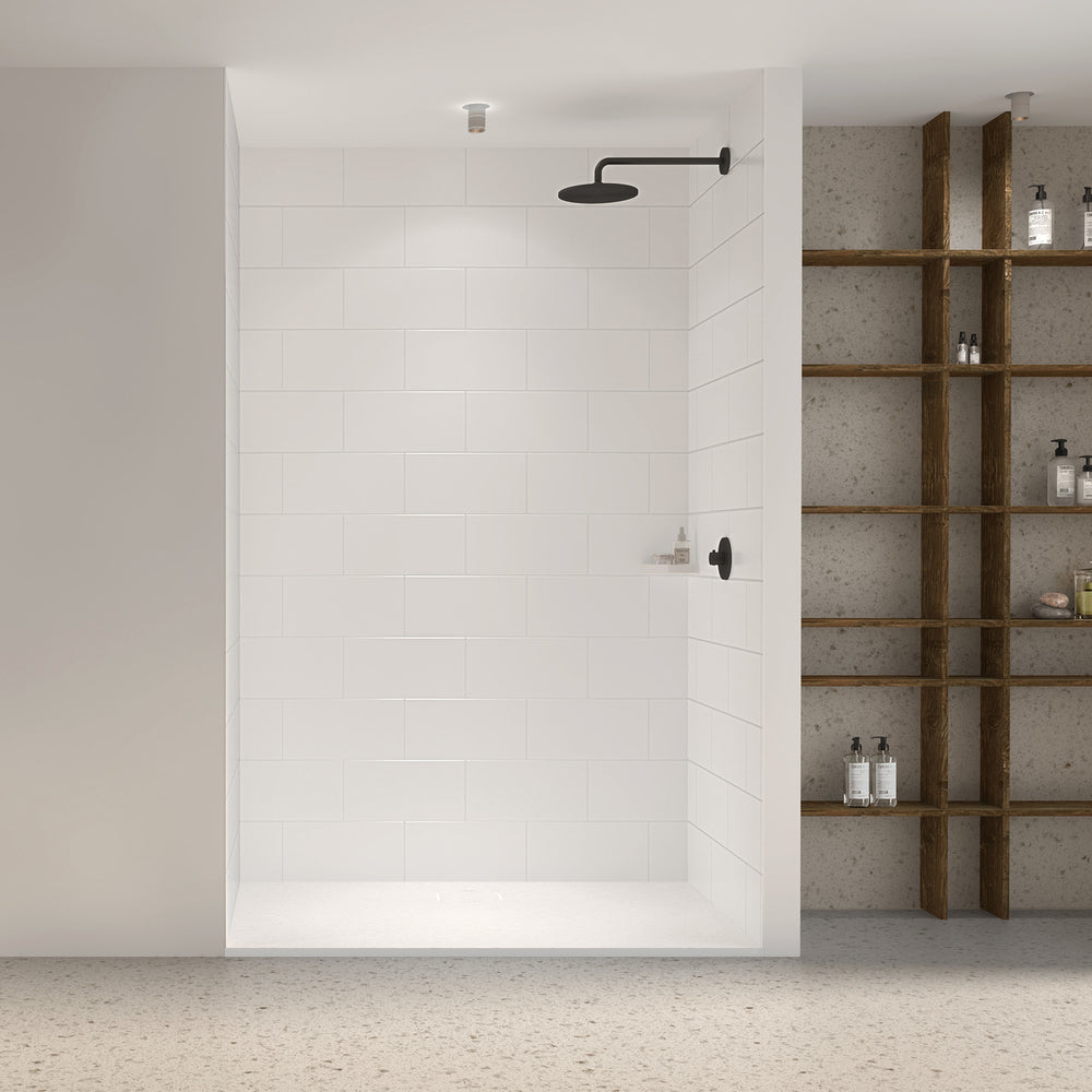 60" x 48" x 96" Waterproof SMC Shower Wall Panel with Medium Tile Design