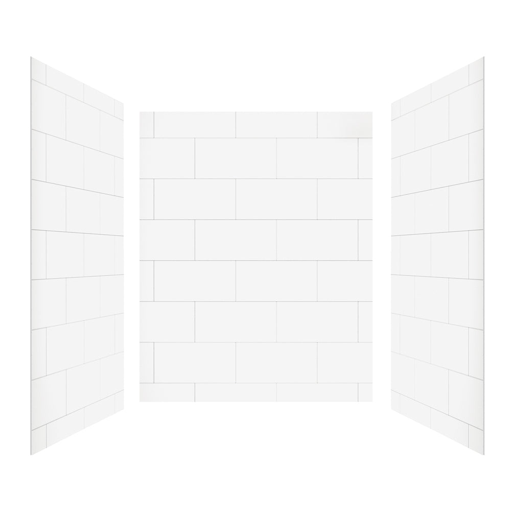 60" x 48" x 96" Waterproof SMC Shower Wall Panel with Medium Tile Design