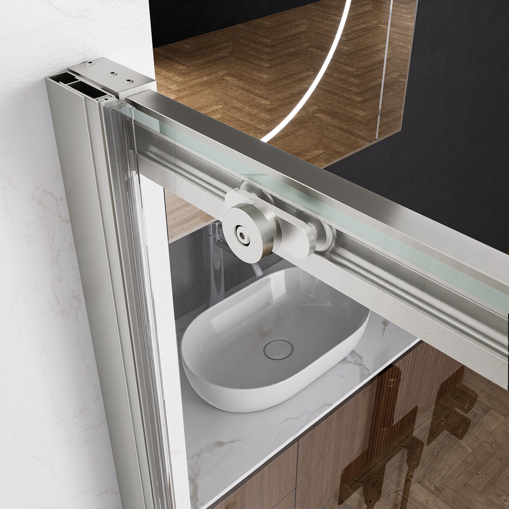 60" x 74" Shower Door and Framed Soft-Close Sliding Shower Door with 6mm Tempered Glass