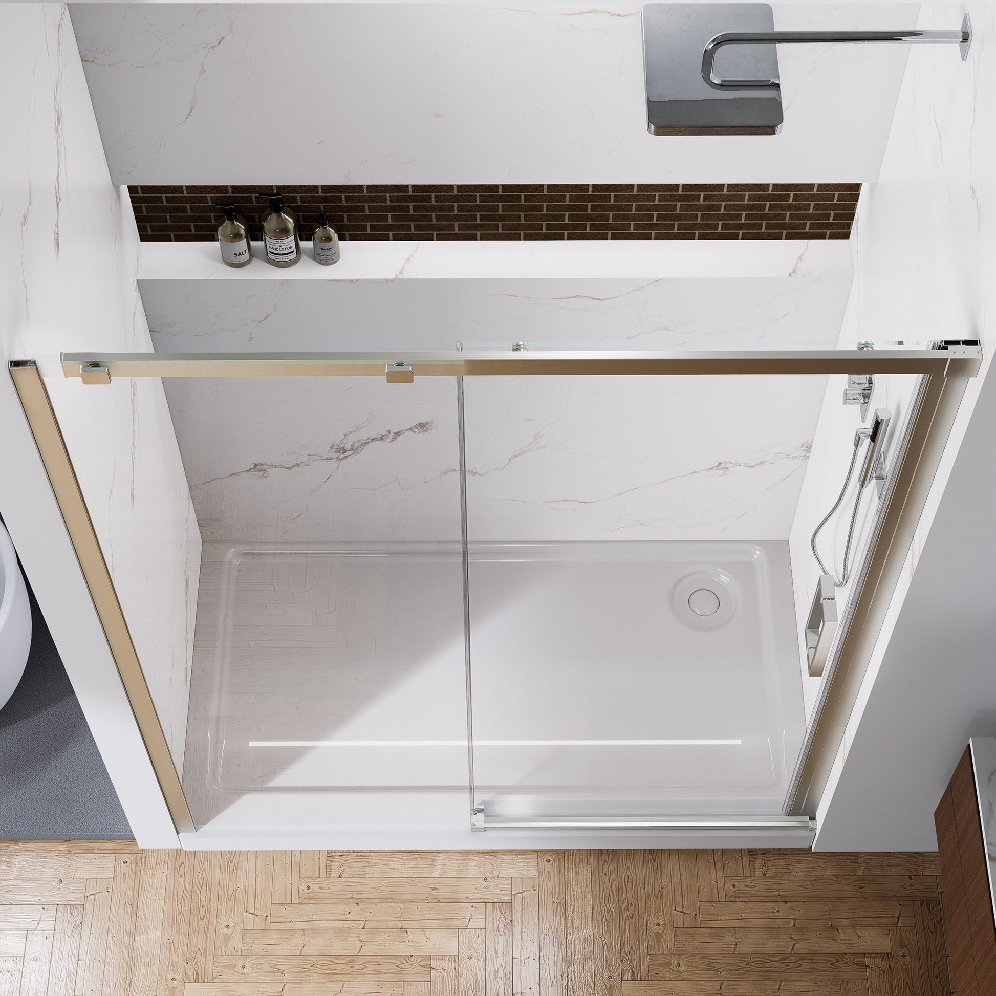 60" x 74" Shower Door and Framed Soft-Close Sliding Shower Door with 6mm Tempered Glass