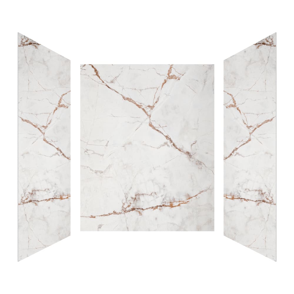 60"x36"x96" Solid Surface Modern Shower Wall Panels, Waterproof Grout-Free Shower Surround System