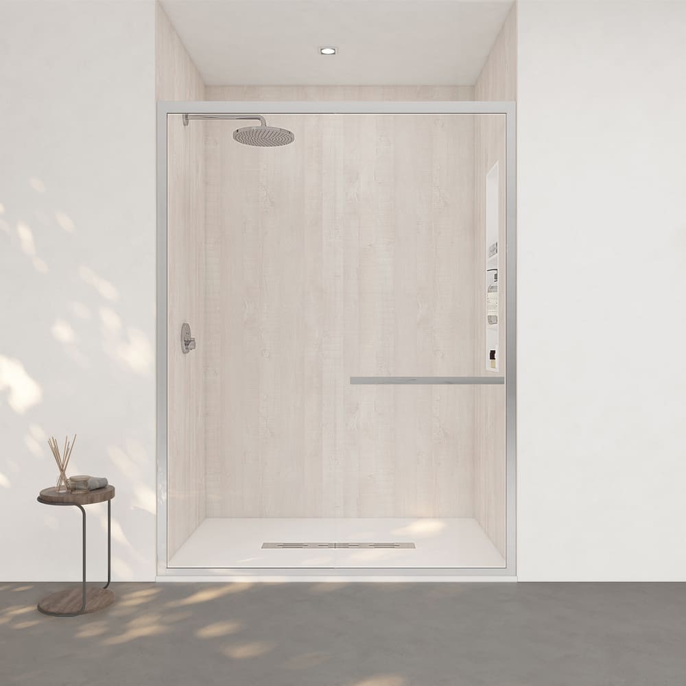60"x36"x96" Solid Surface Modern Shower Wall Panels, Waterproof Grout-Free Shower Surround System